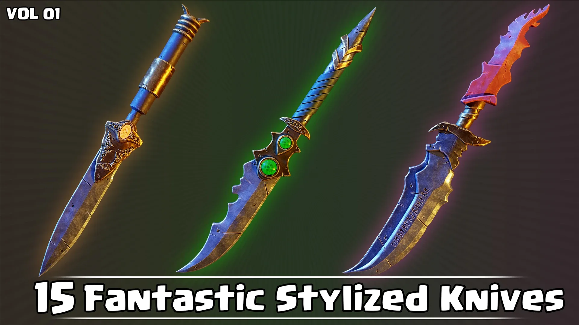 15 Fantastic Stylized Knives Game Ready VOL01