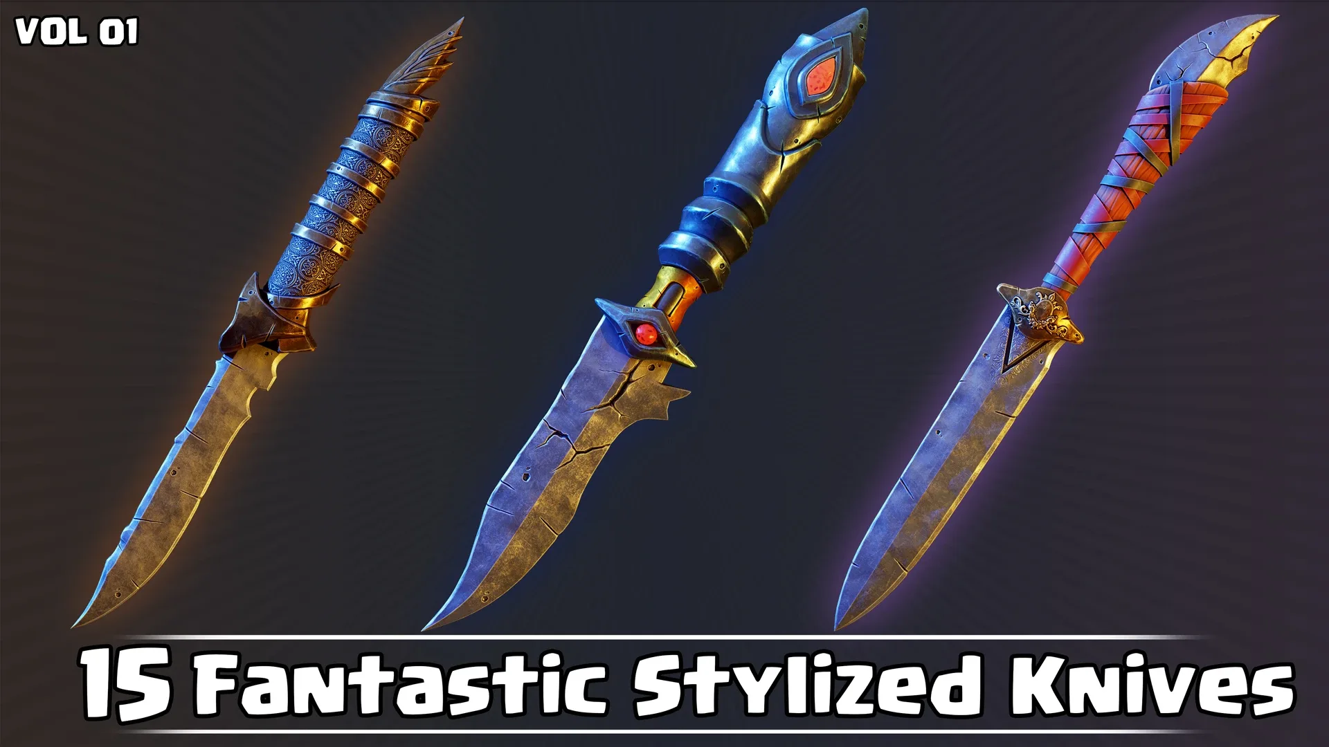 15 Fantastic Stylized Knives Game Ready VOL01