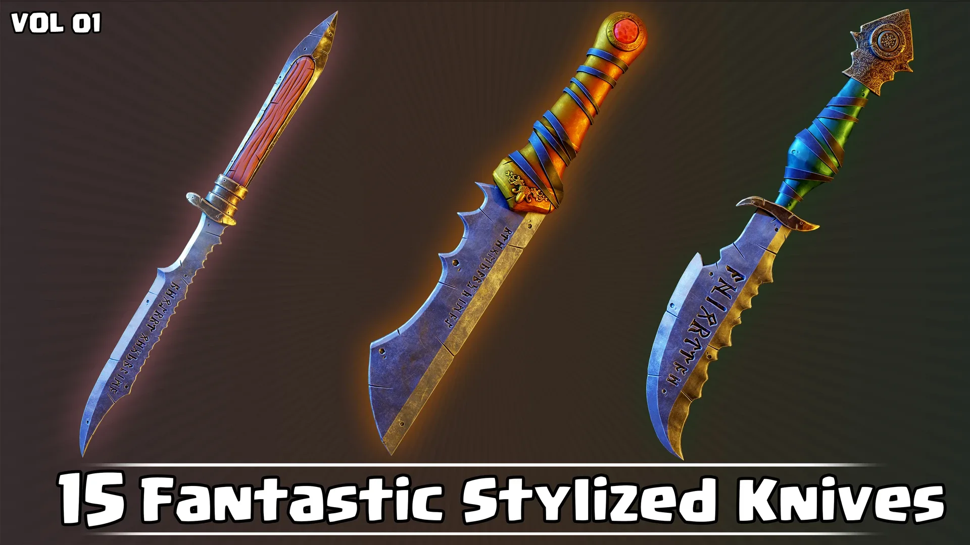 15 Fantastic Stylized Knives Game Ready VOL01