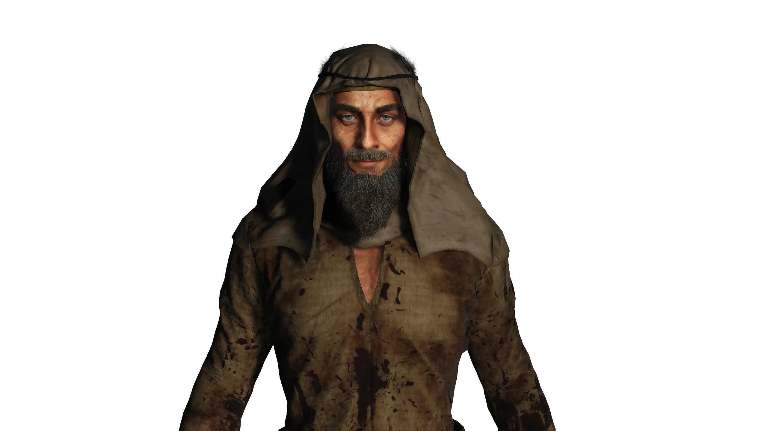 3D REALISTIC MALE CHARACTER - MEDIEVAL BEARDED OLD MAN 01