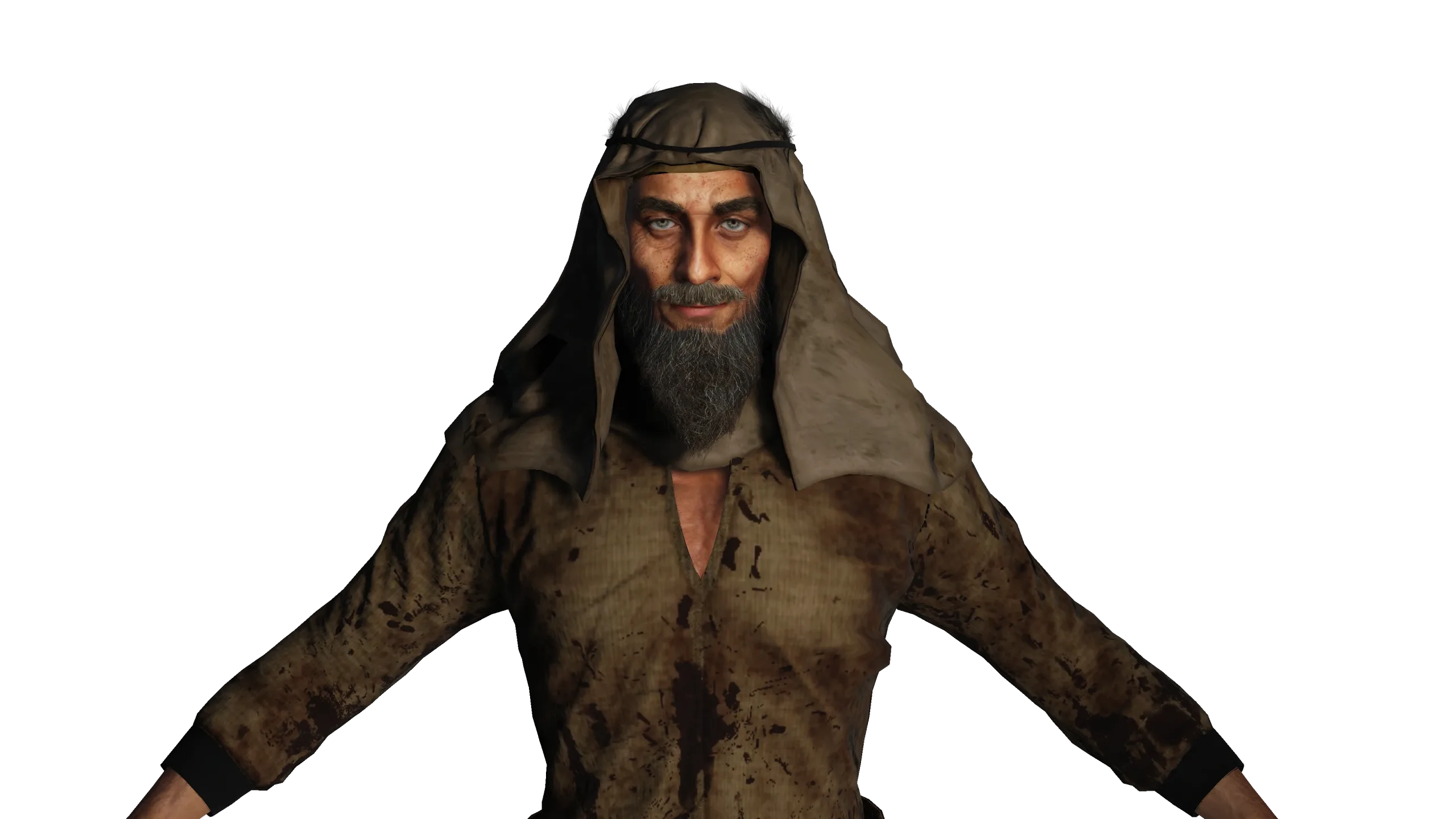 3D REALISTIC MALE CHARACTER - MEDIEVAL BEARDED OLD MAN 01