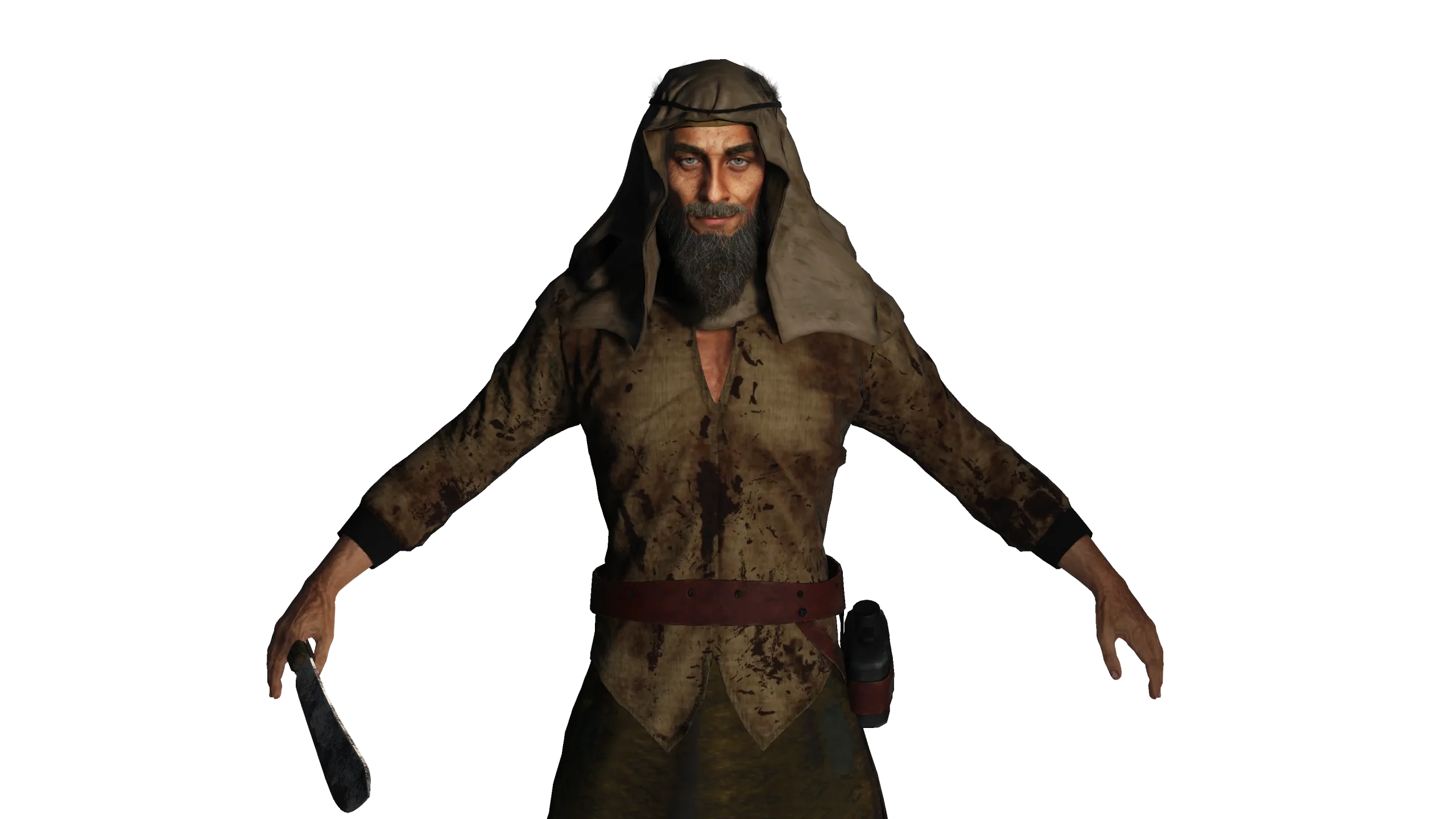 3D REALISTIC MALE CHARACTER - MEDIEVAL BEARDED OLD MAN 01