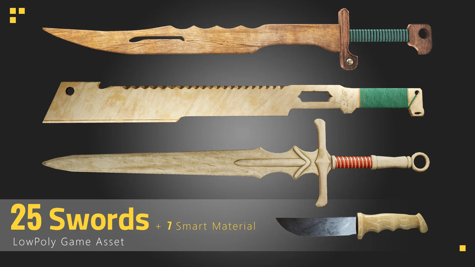 25 Sword Game Asset + 7 Free Smart Material