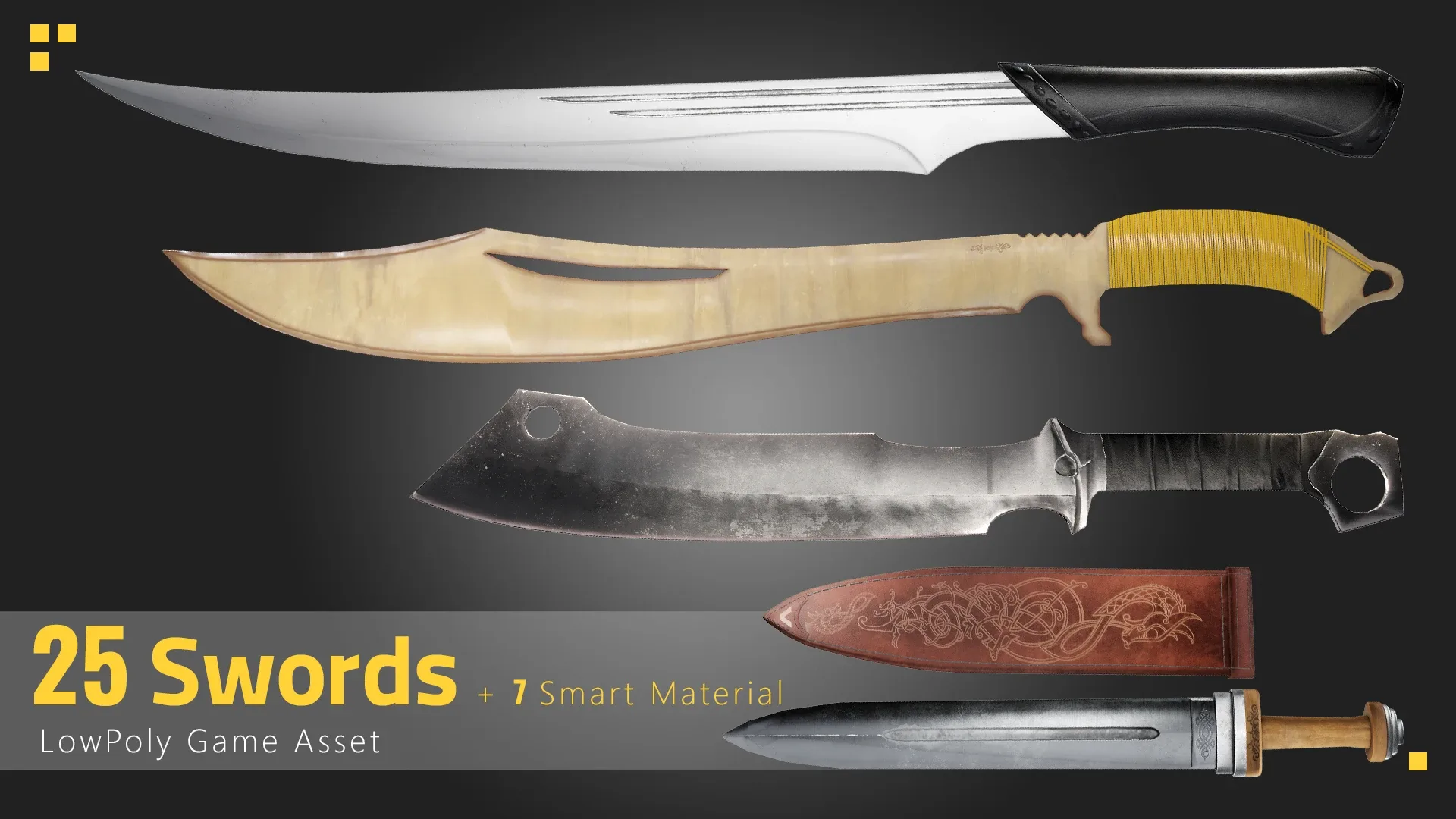 25 Sword Game Asset + 7 Free Smart Material