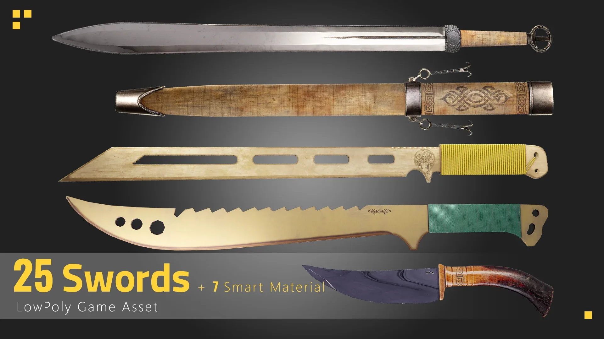 25 Sword Game Asset + 7 Free Smart Material