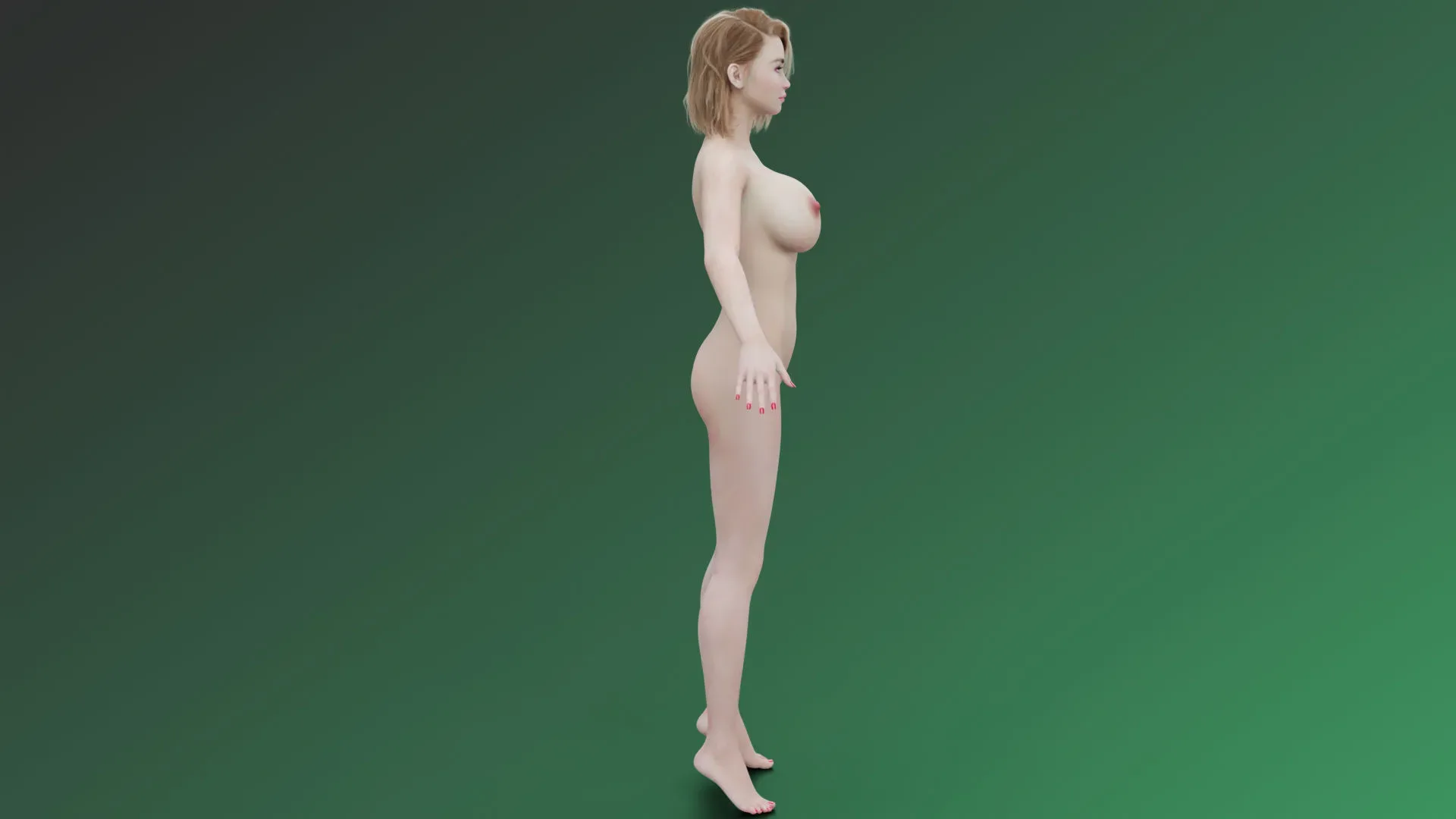 Sexy Nude Blonde Girl with Bob HairStyle - Rigged - 4K Textures