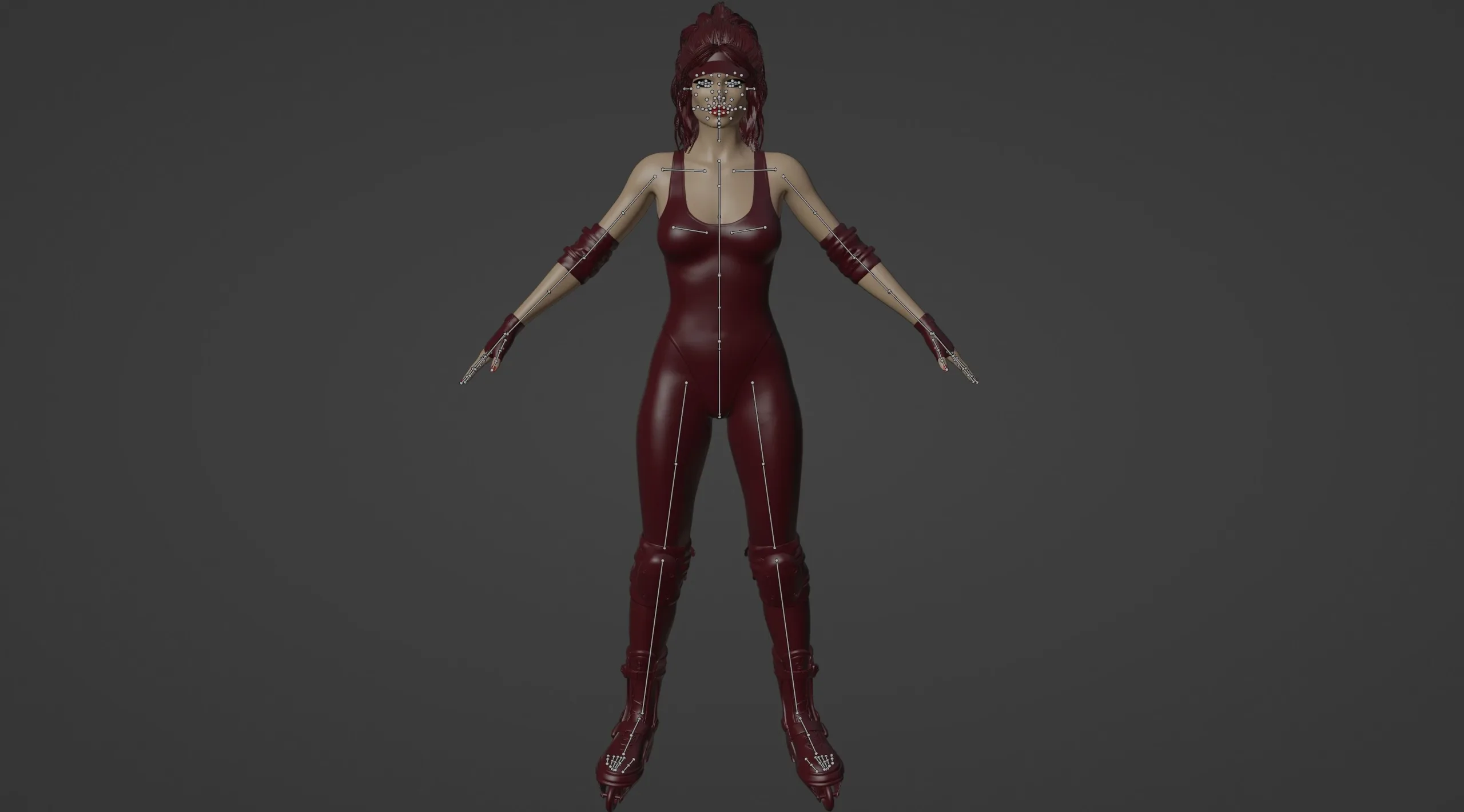 Celebrity Actress Margot Robbie Barbie with Roller Skate Suit Outfit - Rigged - Free low-poly 3D model