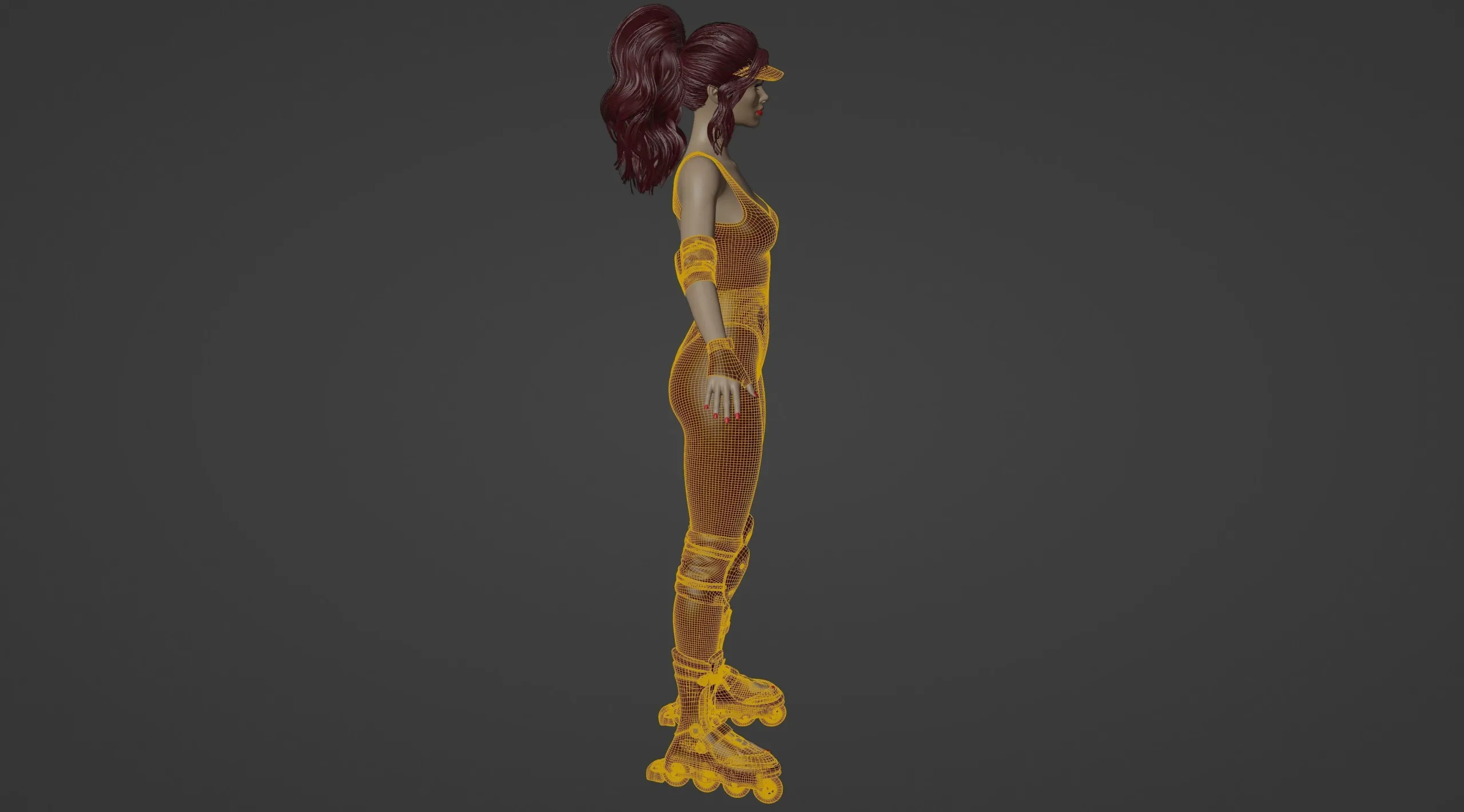 Celebrity Actress Margot Robbie Barbie with Roller Skate Suit Outfit - Rigged - Free low-poly 3D model