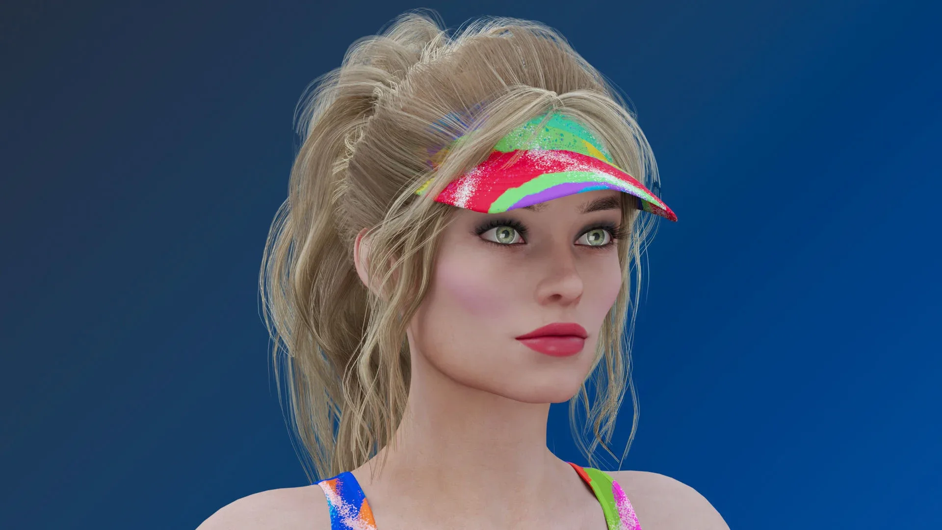 Celebrity Actress Margot Robbie Barbie with Roller Skate Suit Outfit - Rigged - Free low-poly 3D model