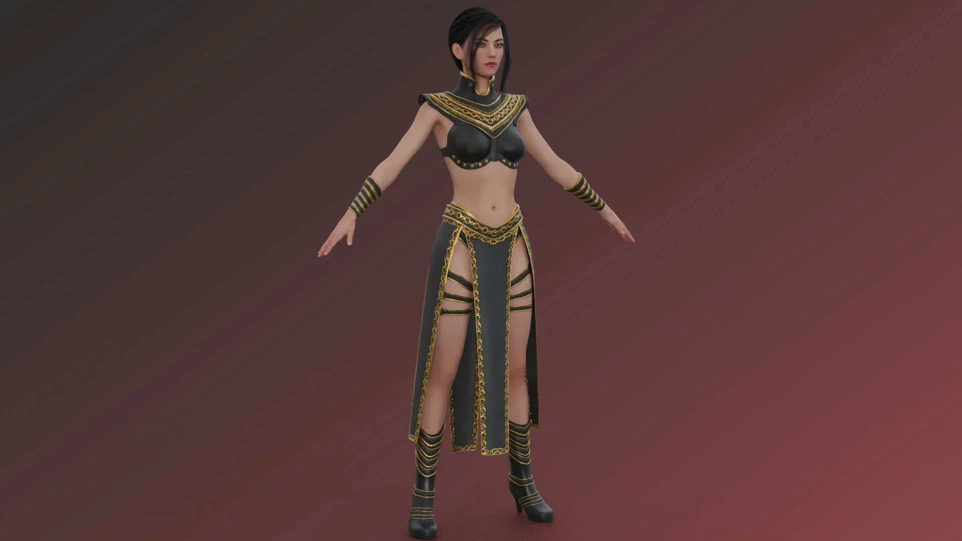 Sexy Chick Girl with Egyptian Princess Clothes Costume - Rigged - 4K Textures