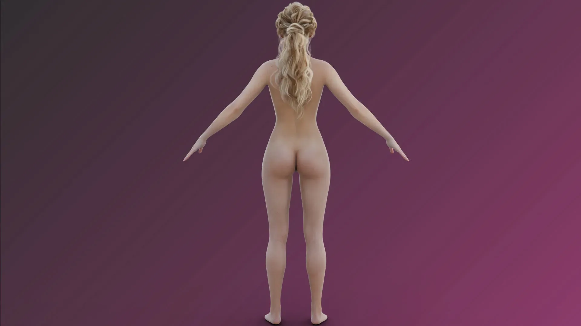 Sexy Hot Chick Blonde Girl with Ponytail Hairstyle - Rigged - 4K Textures