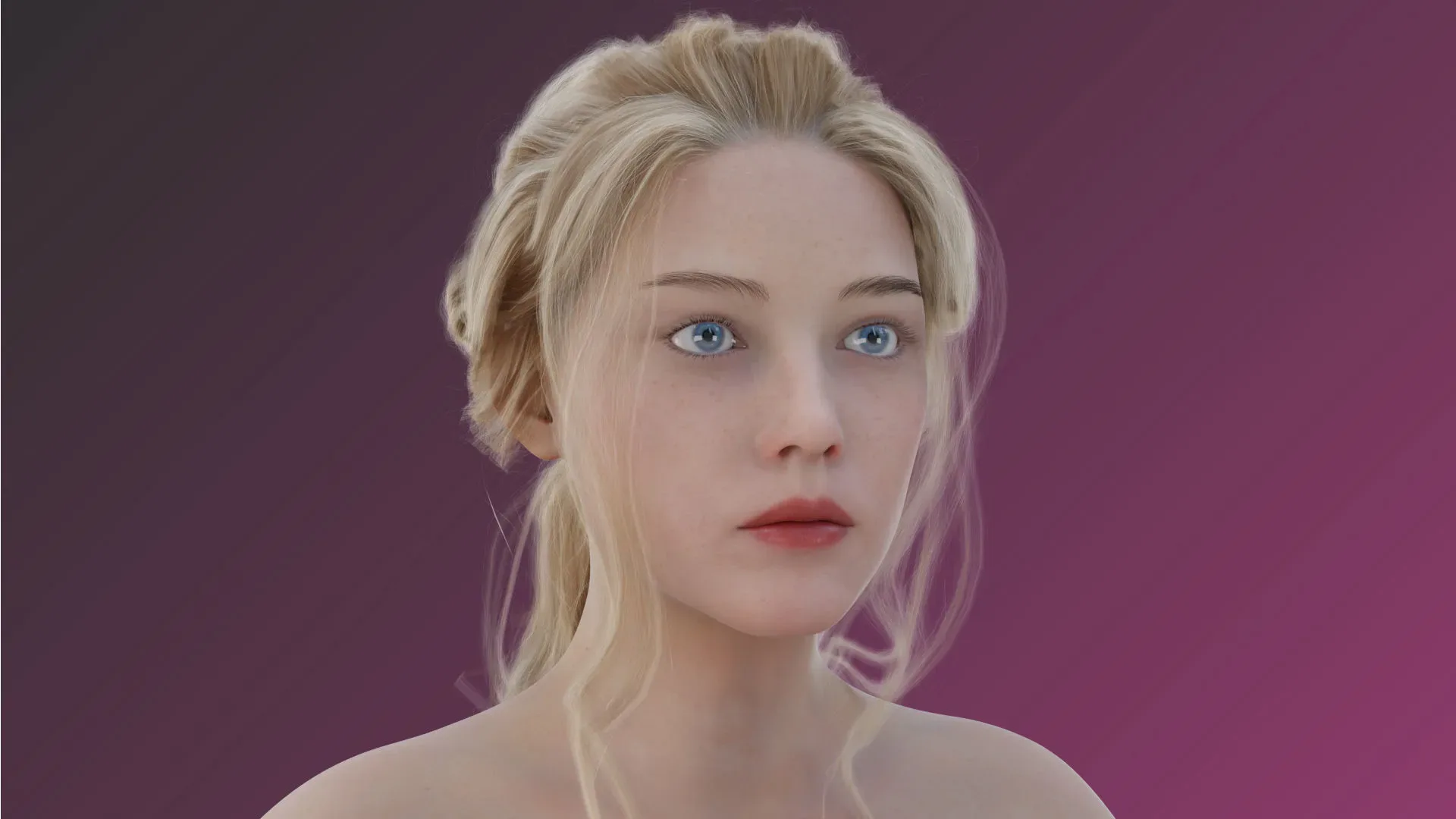 Sexy Hot Chick Blonde Girl with Ponytail Hairstyle - Rigged - 4K Textures