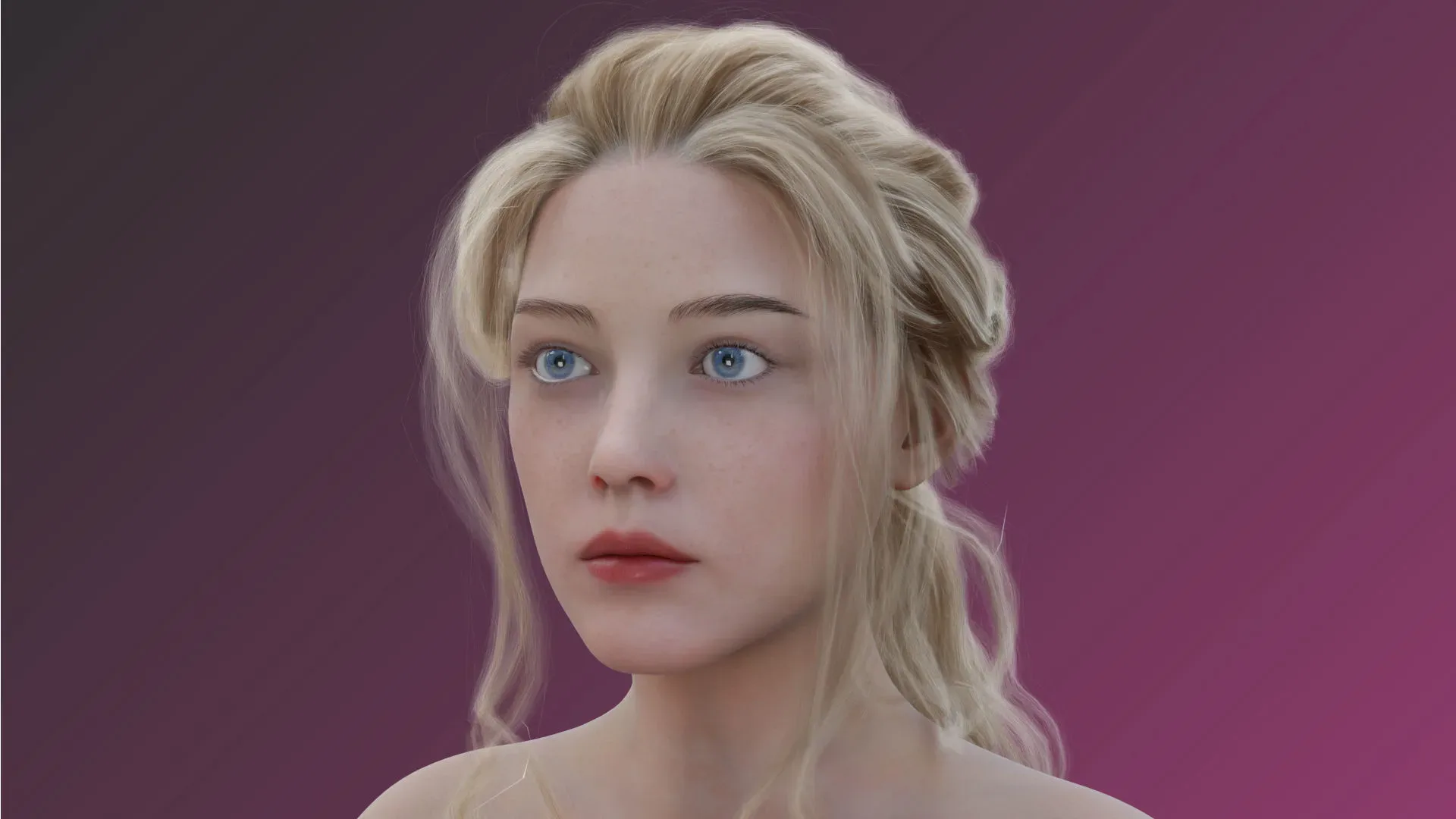 Sexy Hot Chick Blonde Girl with Ponytail Hairstyle - Rigged - 4K Textures