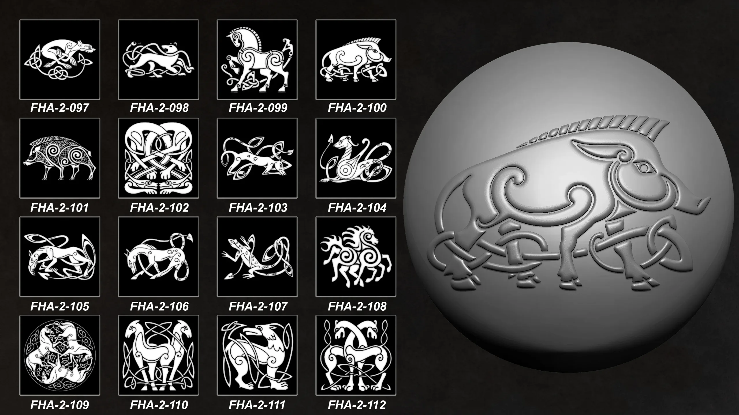 130 Heraldic and Celtic Animals Symbol/Element V2