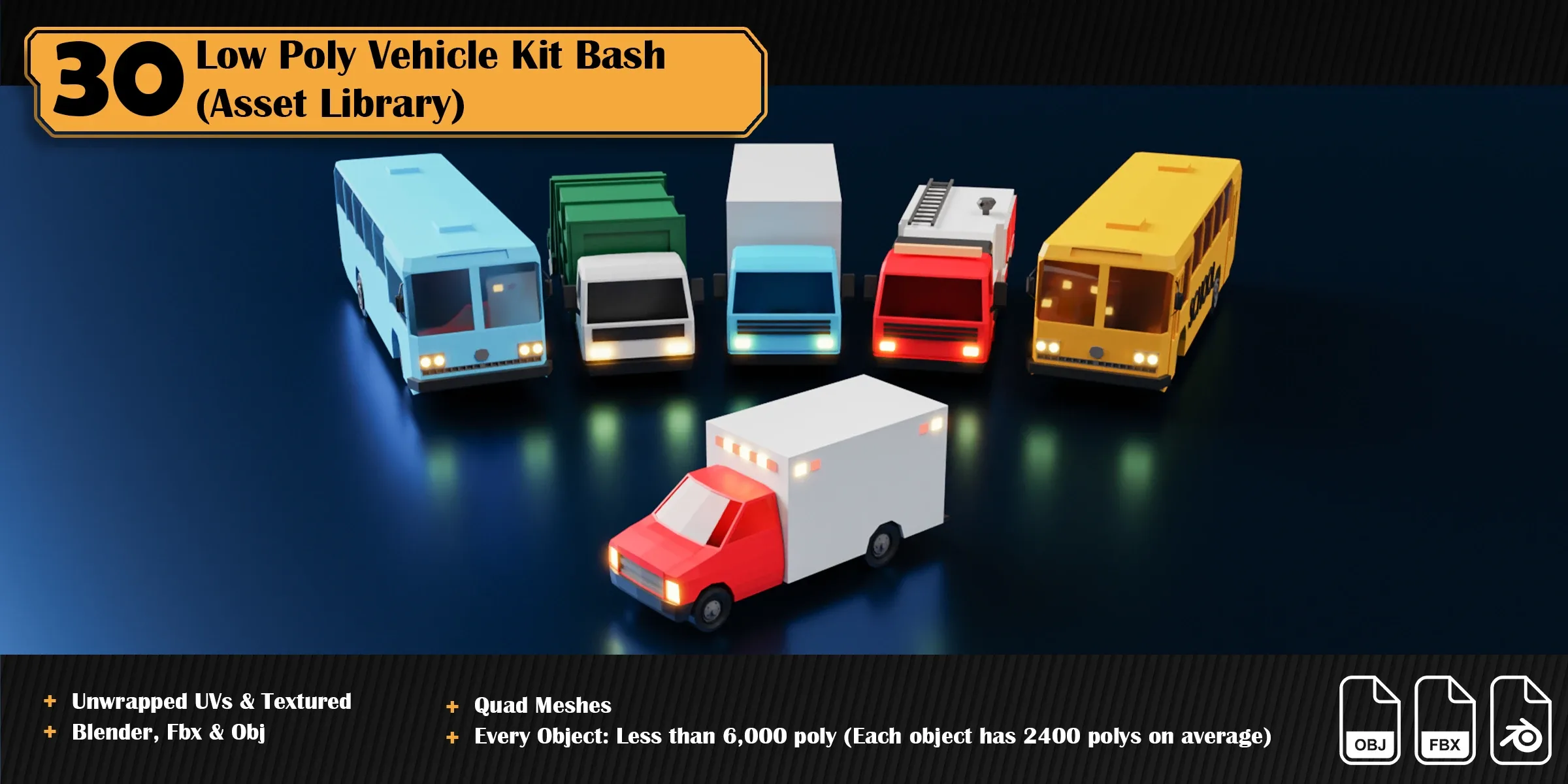 Low Poly Vehicle Asset Library Kitbash