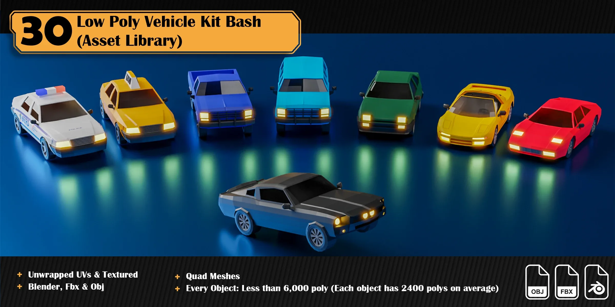 Low Poly Vehicle Asset Library Kitbash