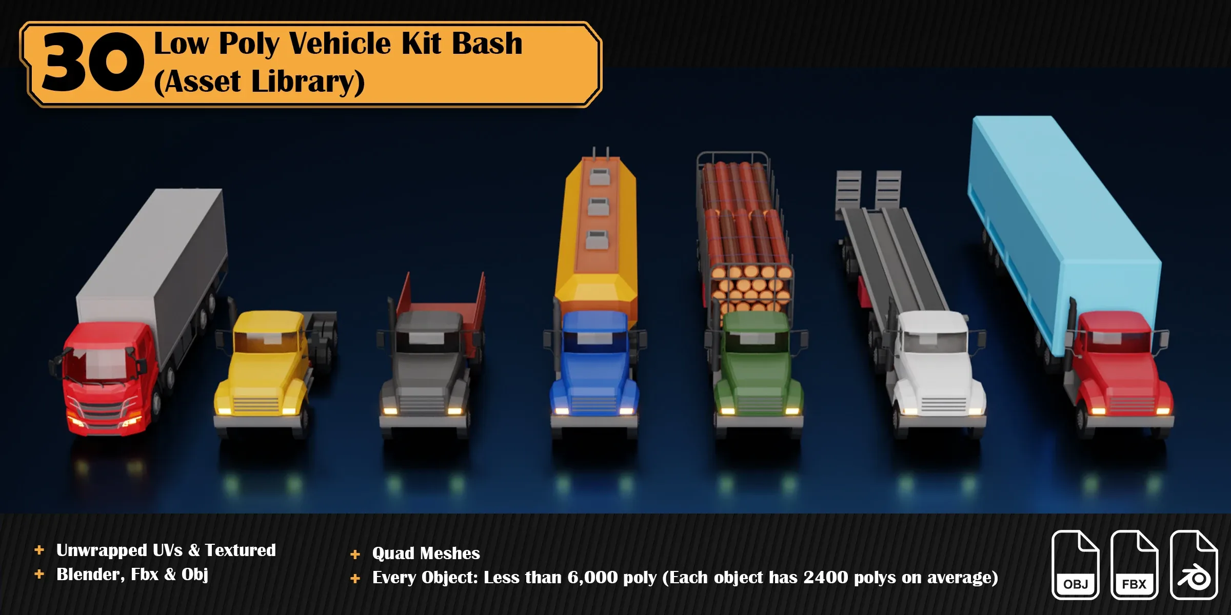 Low Poly Vehicle Asset Library Kitbash