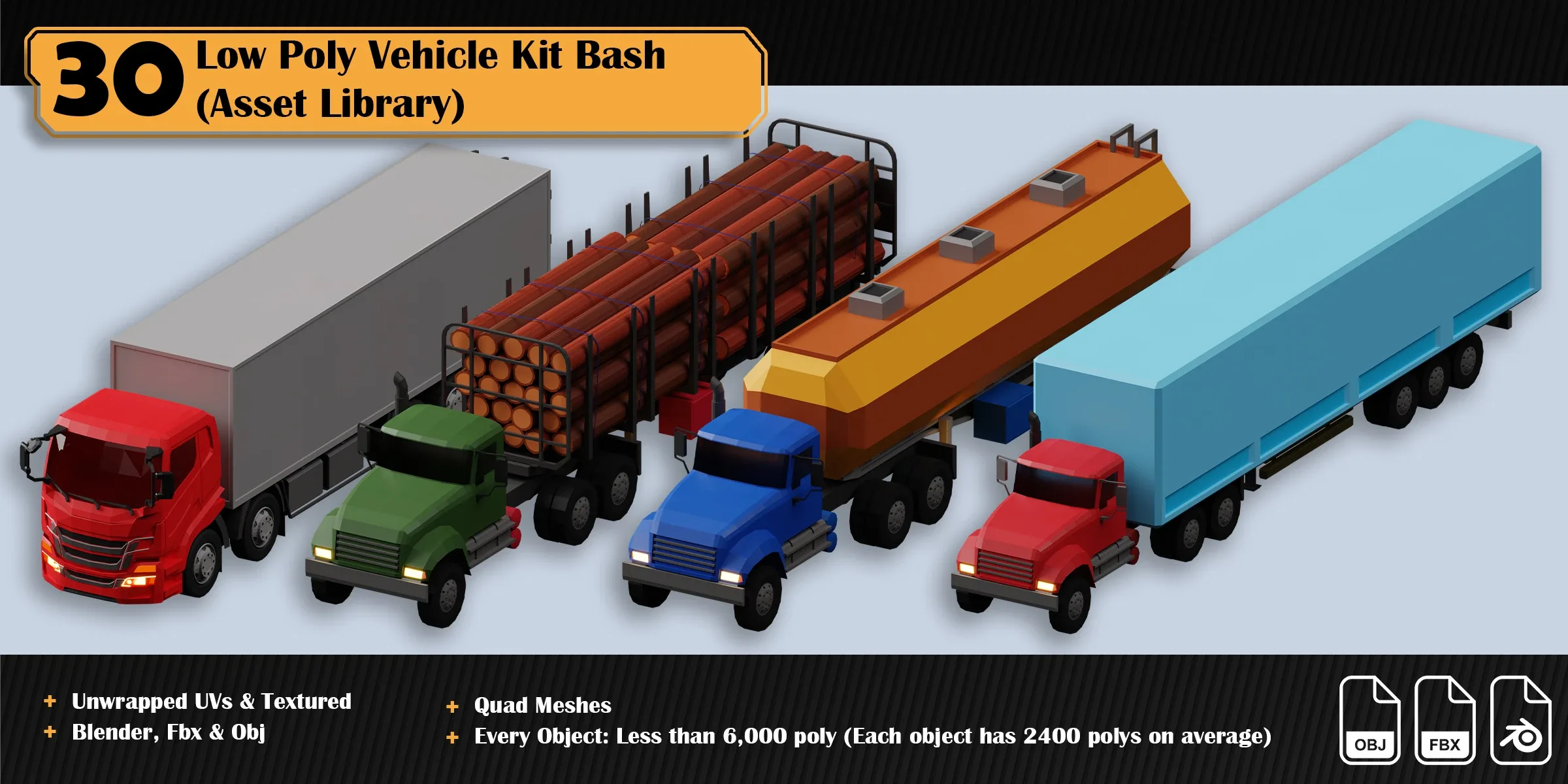 Low Poly Vehicle Asset Library Kitbash