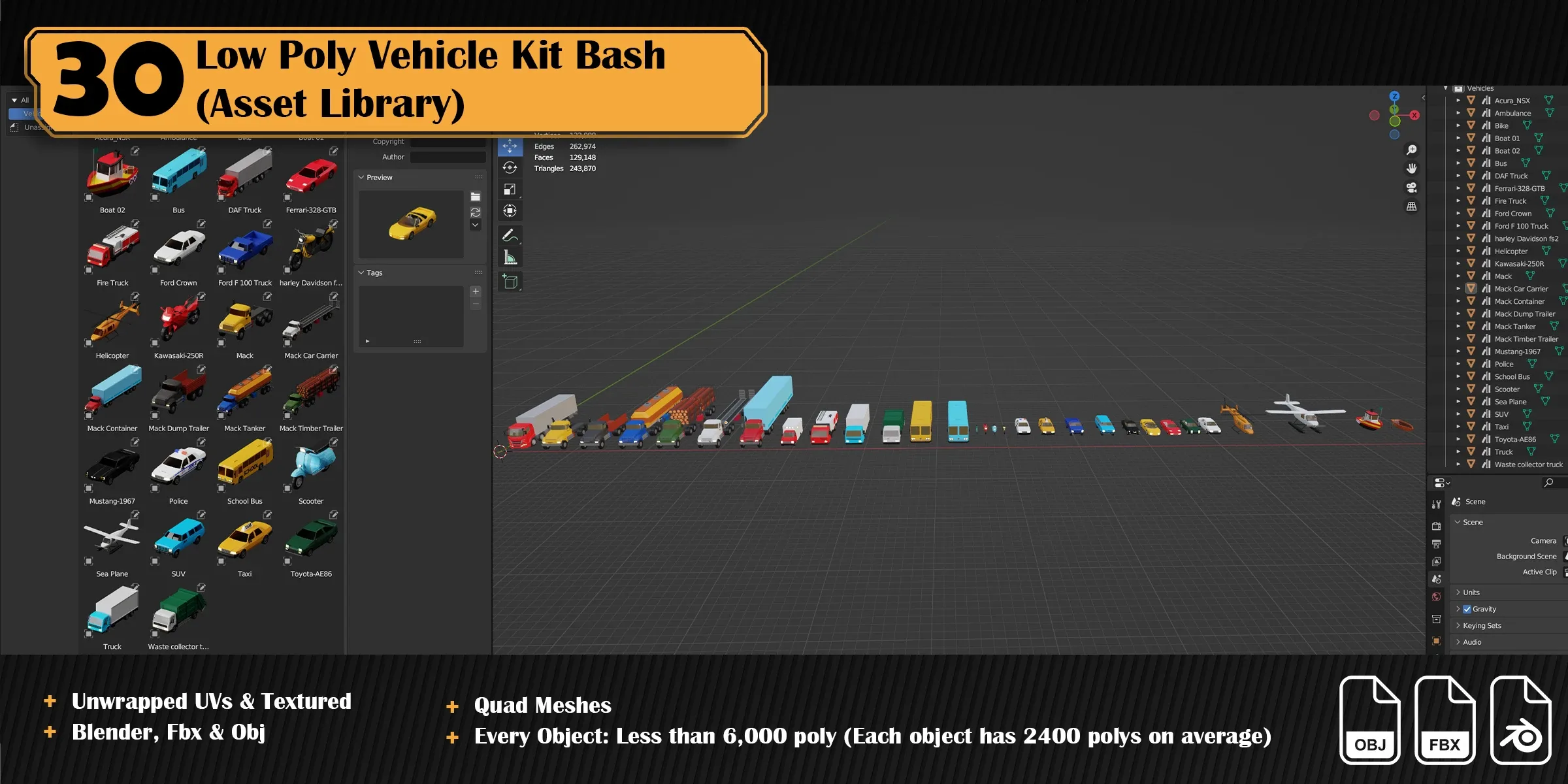 Low Poly Vehicle Asset Library Kitbash