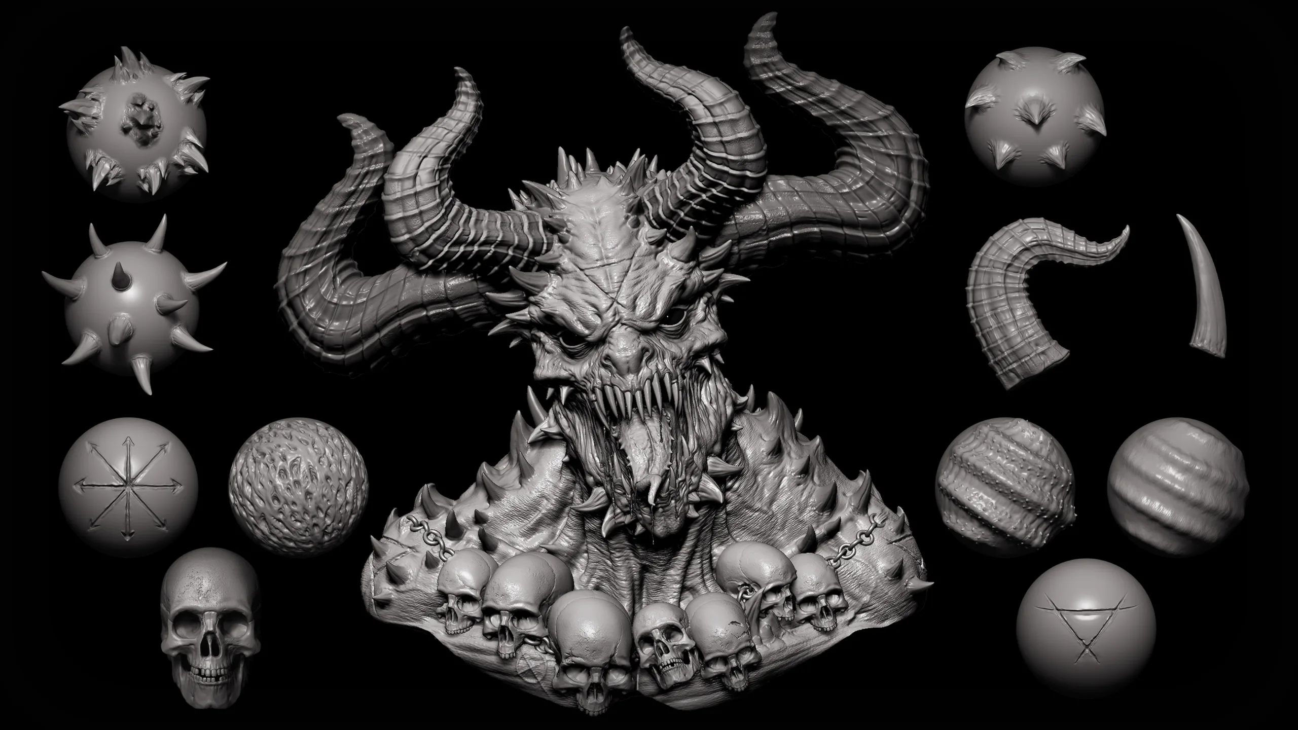 Zbrush + Blender 45 Unholy Brushes and Obj's