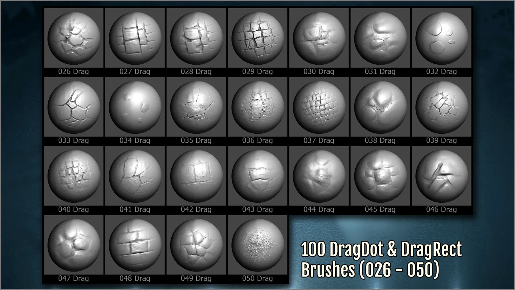 Floor Maker 200 ZBrush sculpting brushes 20 IM curve brushes and 100 alphas - ground, stone, pavement, environment, walls