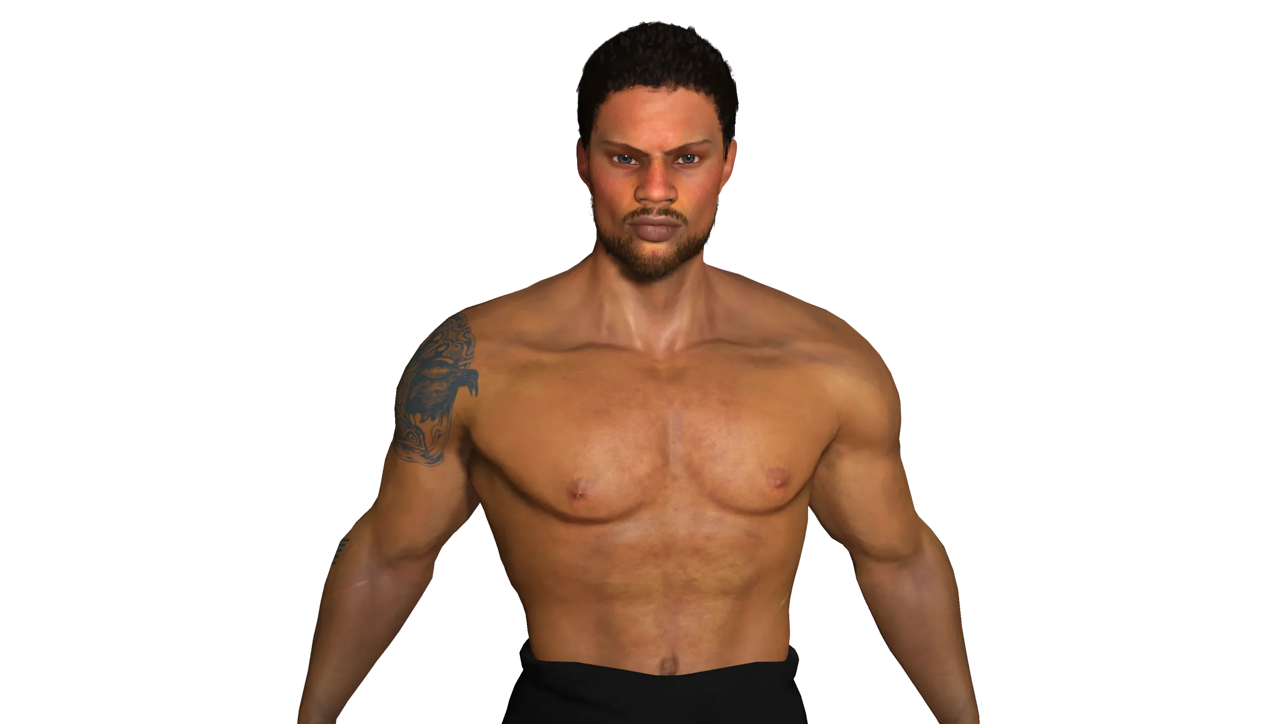 AAA 3D REALISTIC AFRO AFRICAN MALE CHARACTER - MUSCULAR KUNGFU