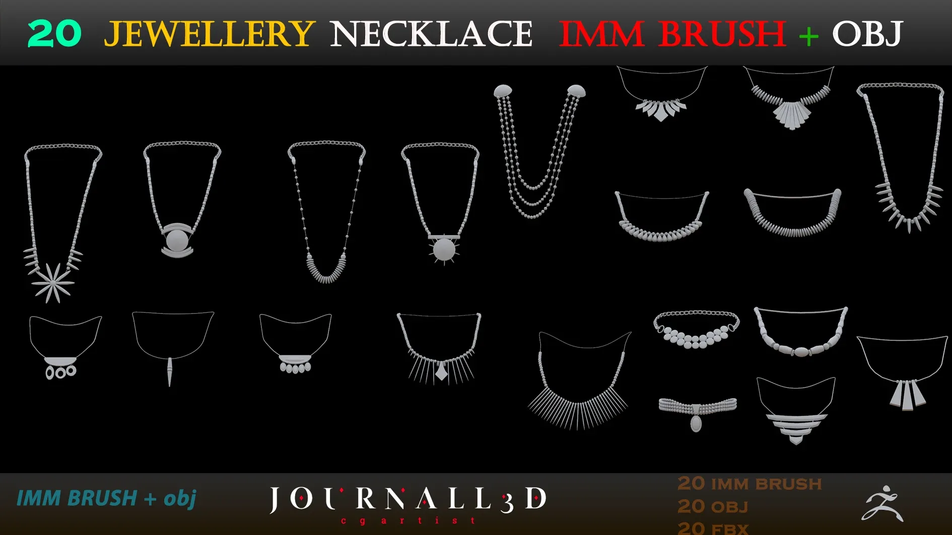 20 NECKLACE JEWELRY IMM BRUSH + 3DMODEL
