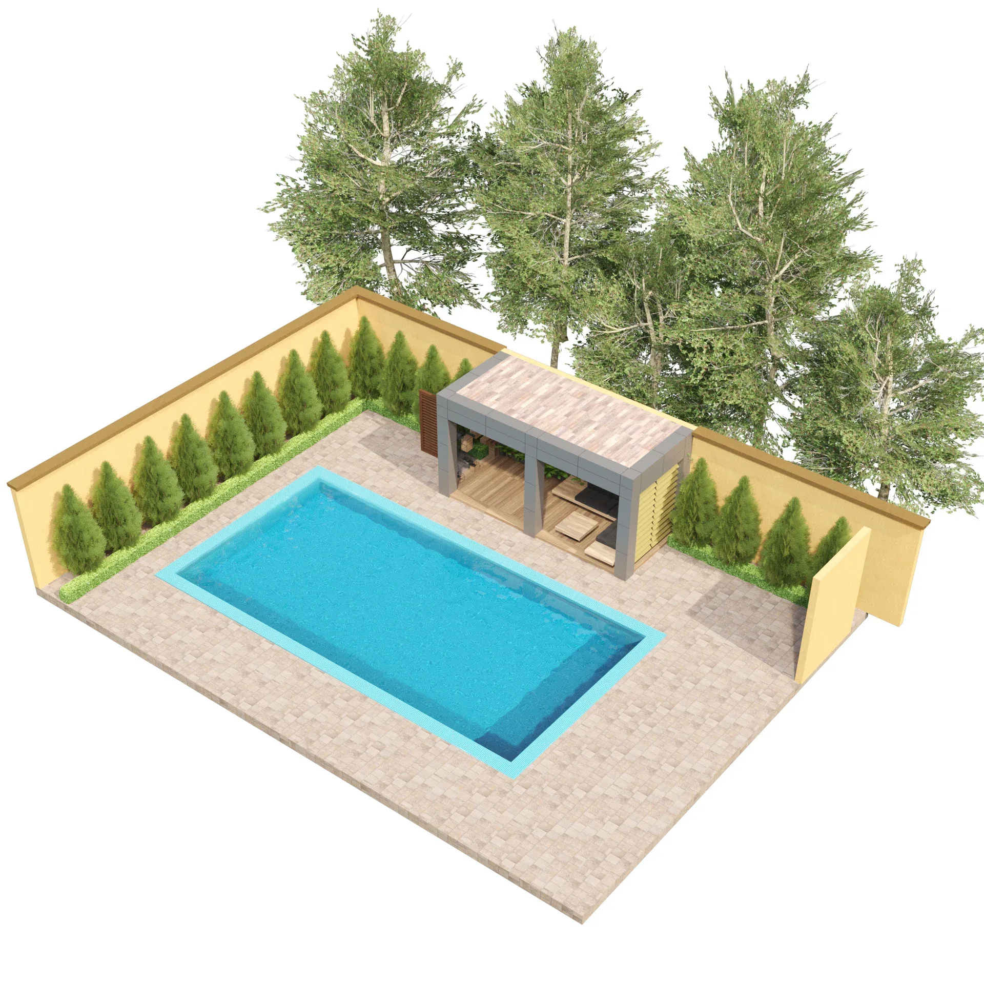 Louvered Pergola with pool 3d model
