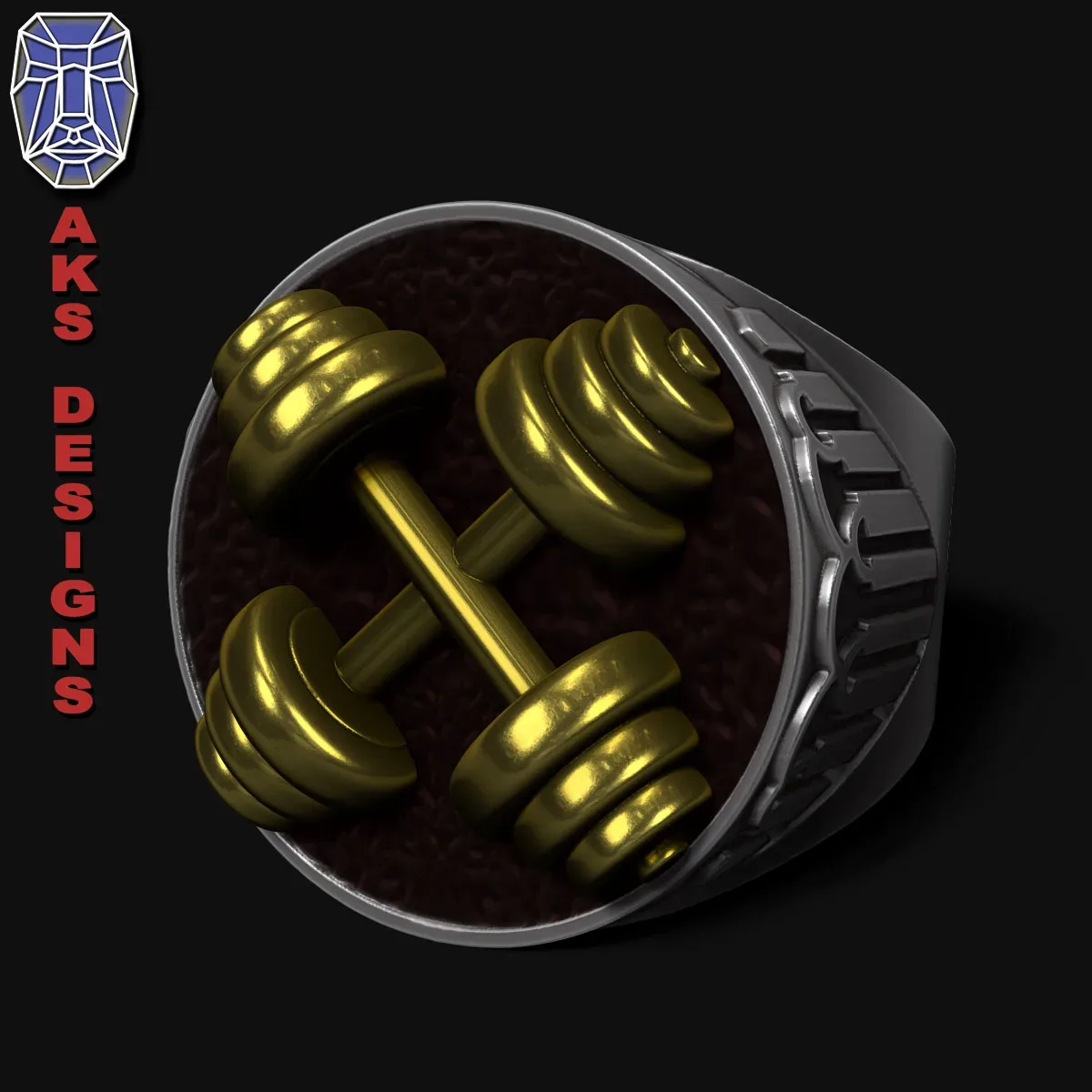 Ring jewelry mens Dumbell v157 3D print model