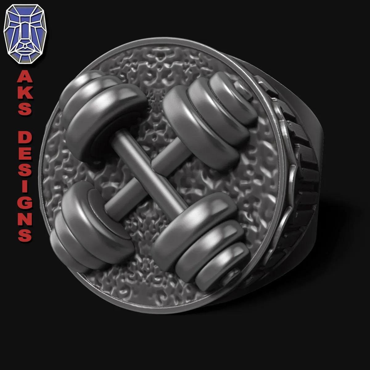 Ring jewelry mens Dumbell v157 3D print model