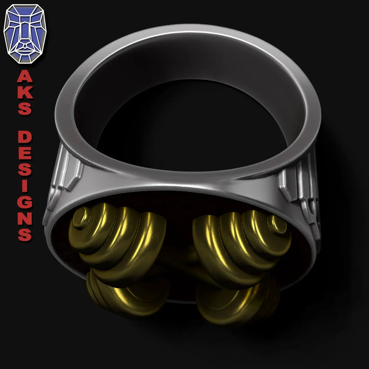 Ring jewelry mens Dumbell v157 3D print model