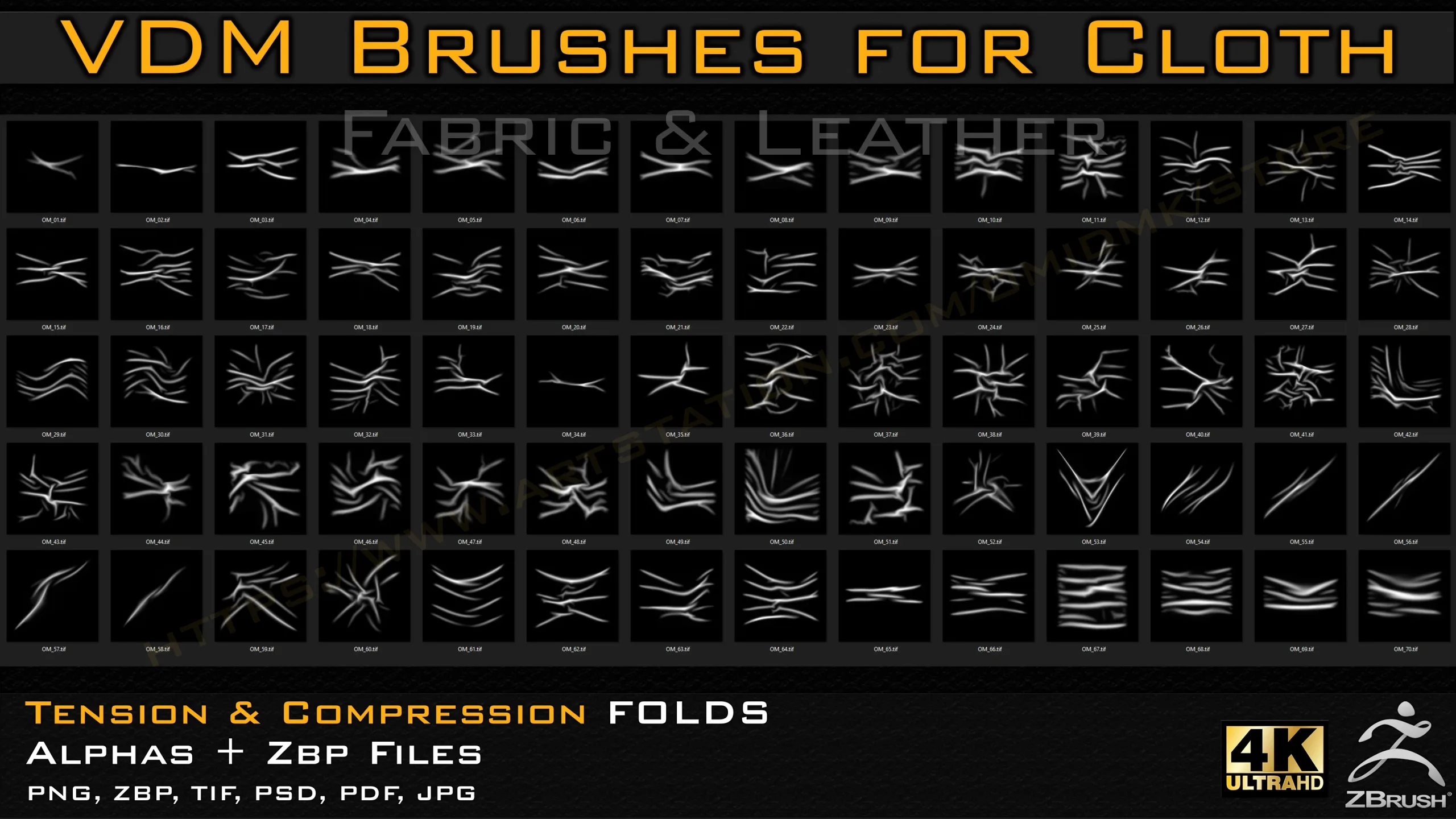 70 VDM Brushes Cloth Leather & Fabric Brushes _ 70 Alpha (4k)-Vol 02