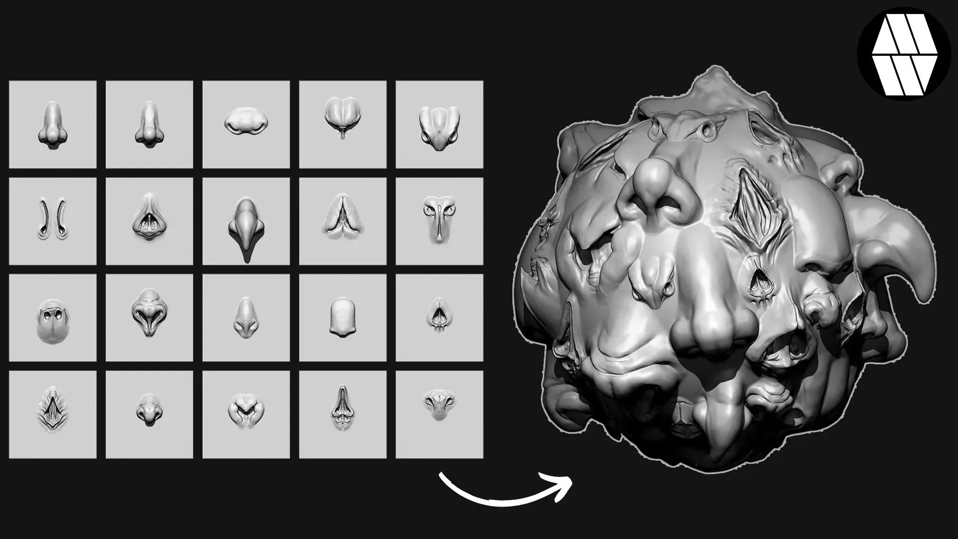 20 Nose VDM Brush - Custom made Brush to use in ZBrush