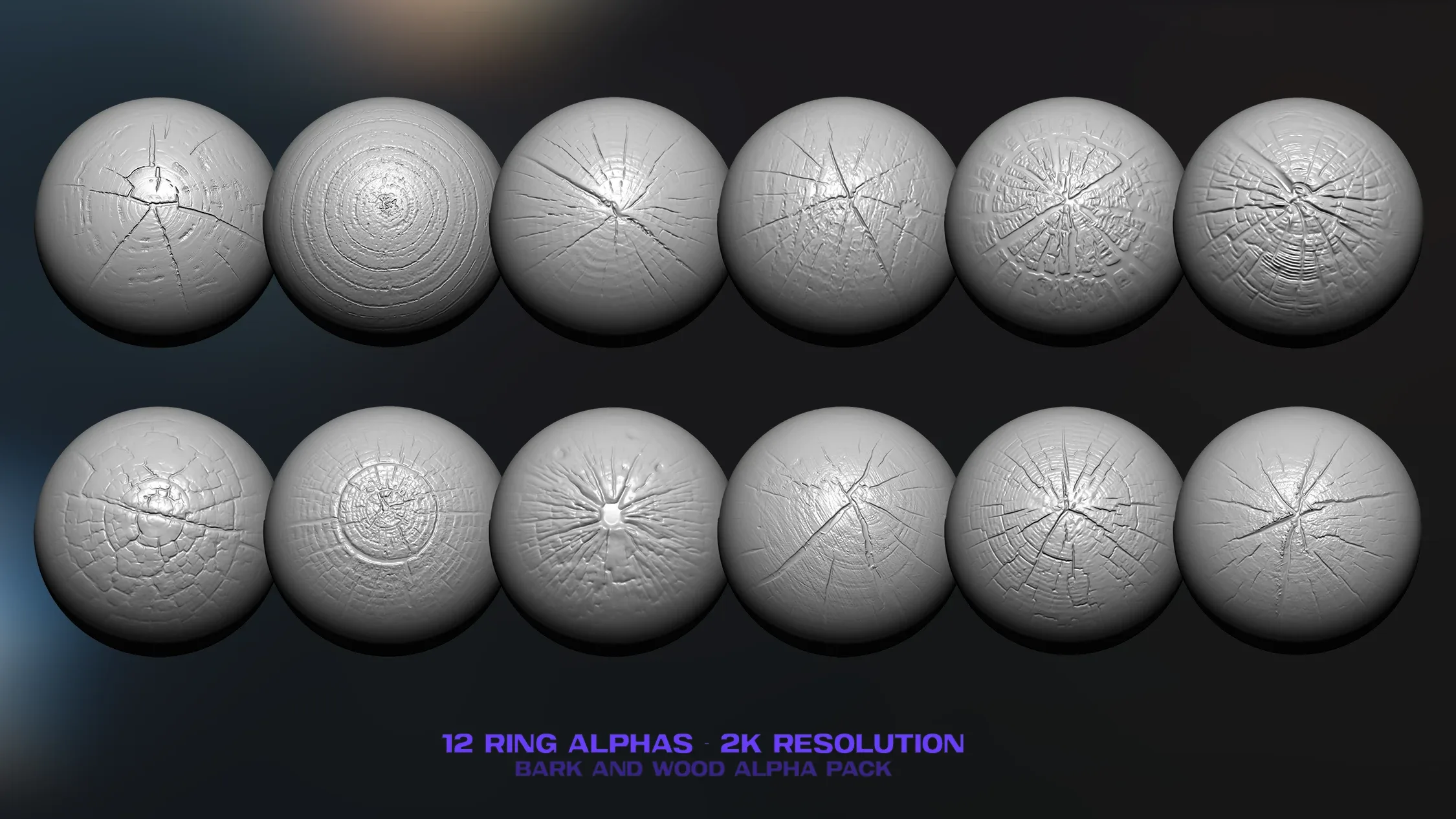 100 Bark & Wood ZBrush Alphas - Vol 1