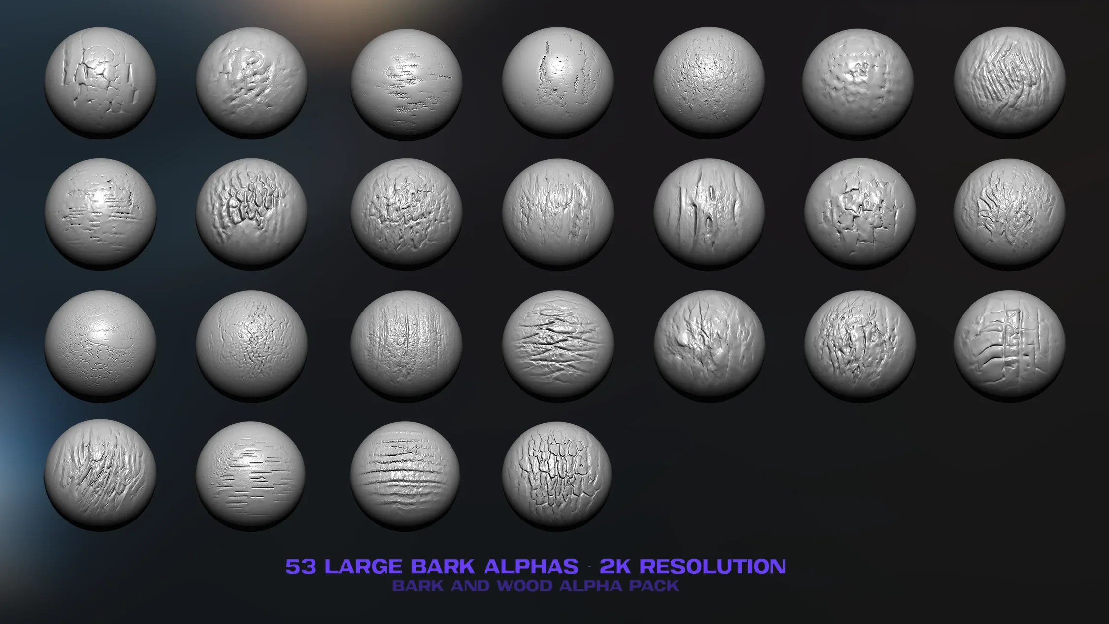 100 Bark & Wood ZBrush Alphas - VOL 01