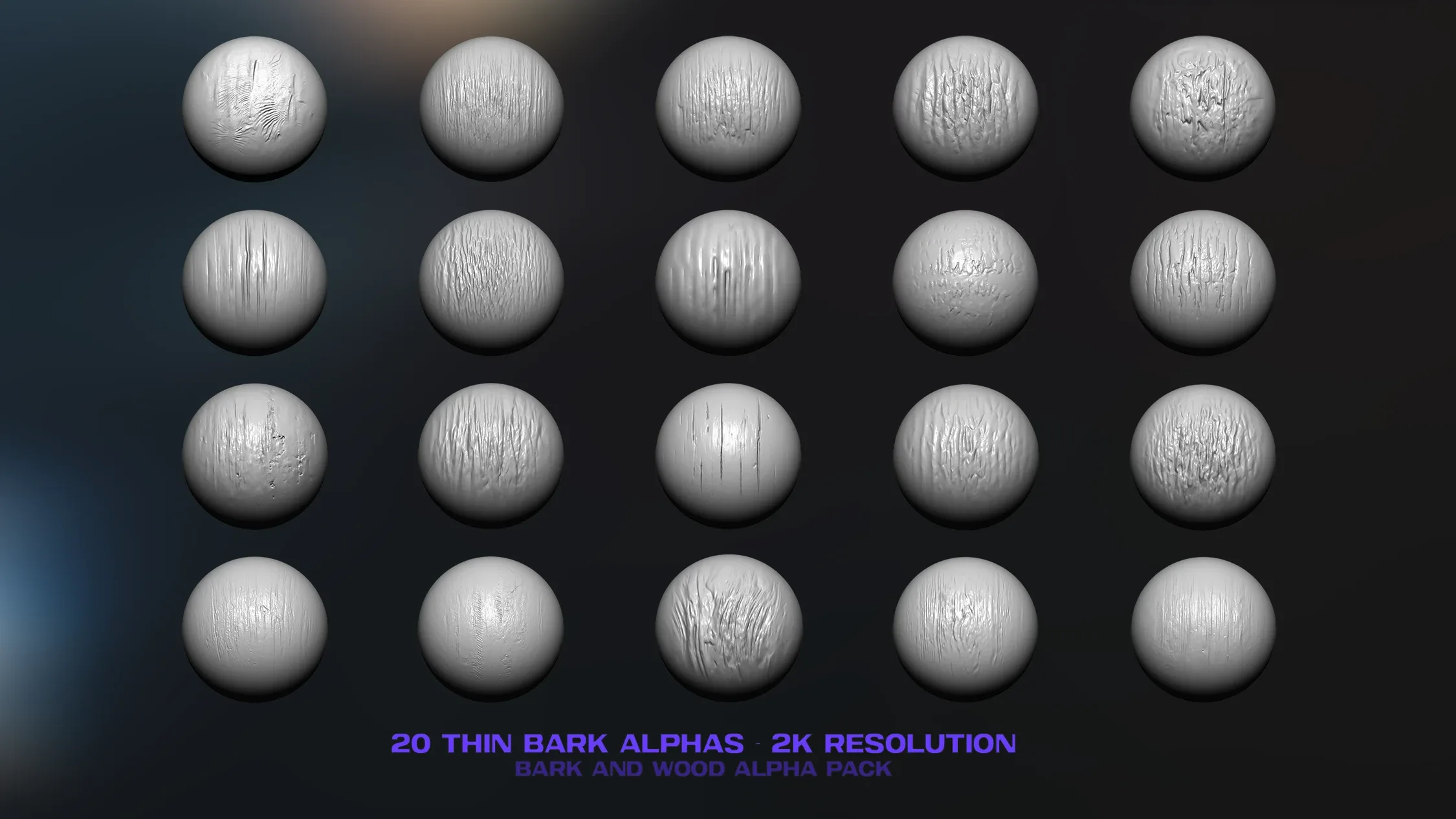 100 Bark & Wood ZBrush Alphas - VOL 01