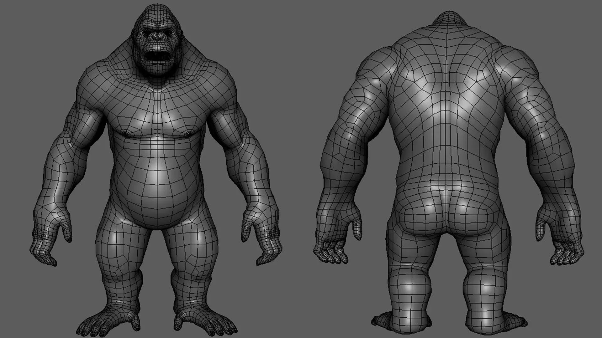 Gorilla BaseMesh - Topology + UV Map