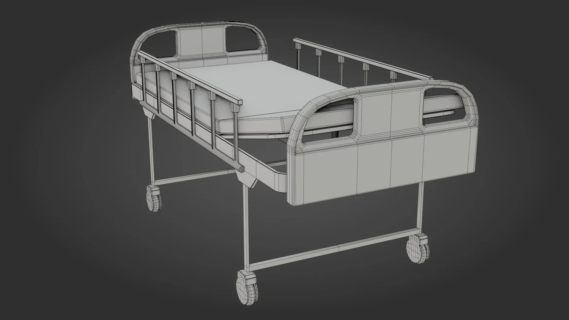 Hospital Bed - Low poly - Game Ready - PBR