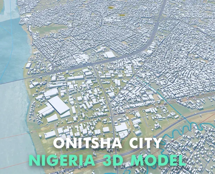 Onitsha city Nigeria 3d model 40km