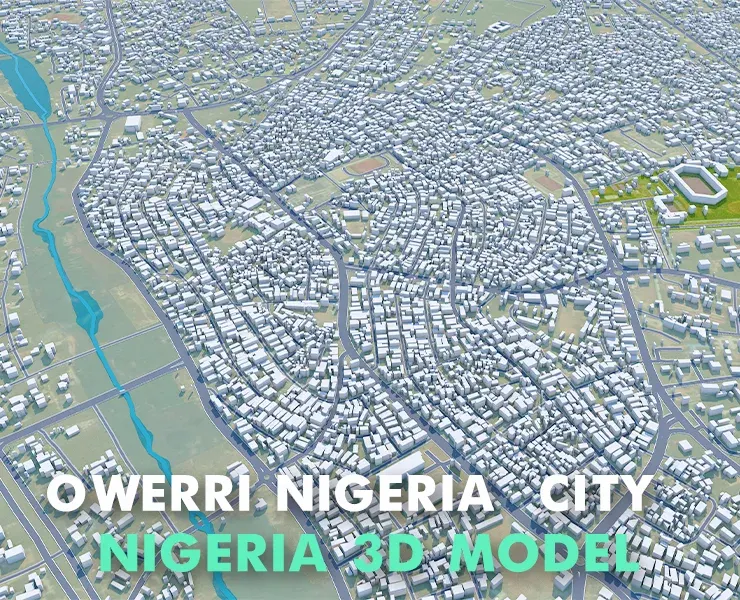 Owerri city Nigeria 3d model 30km