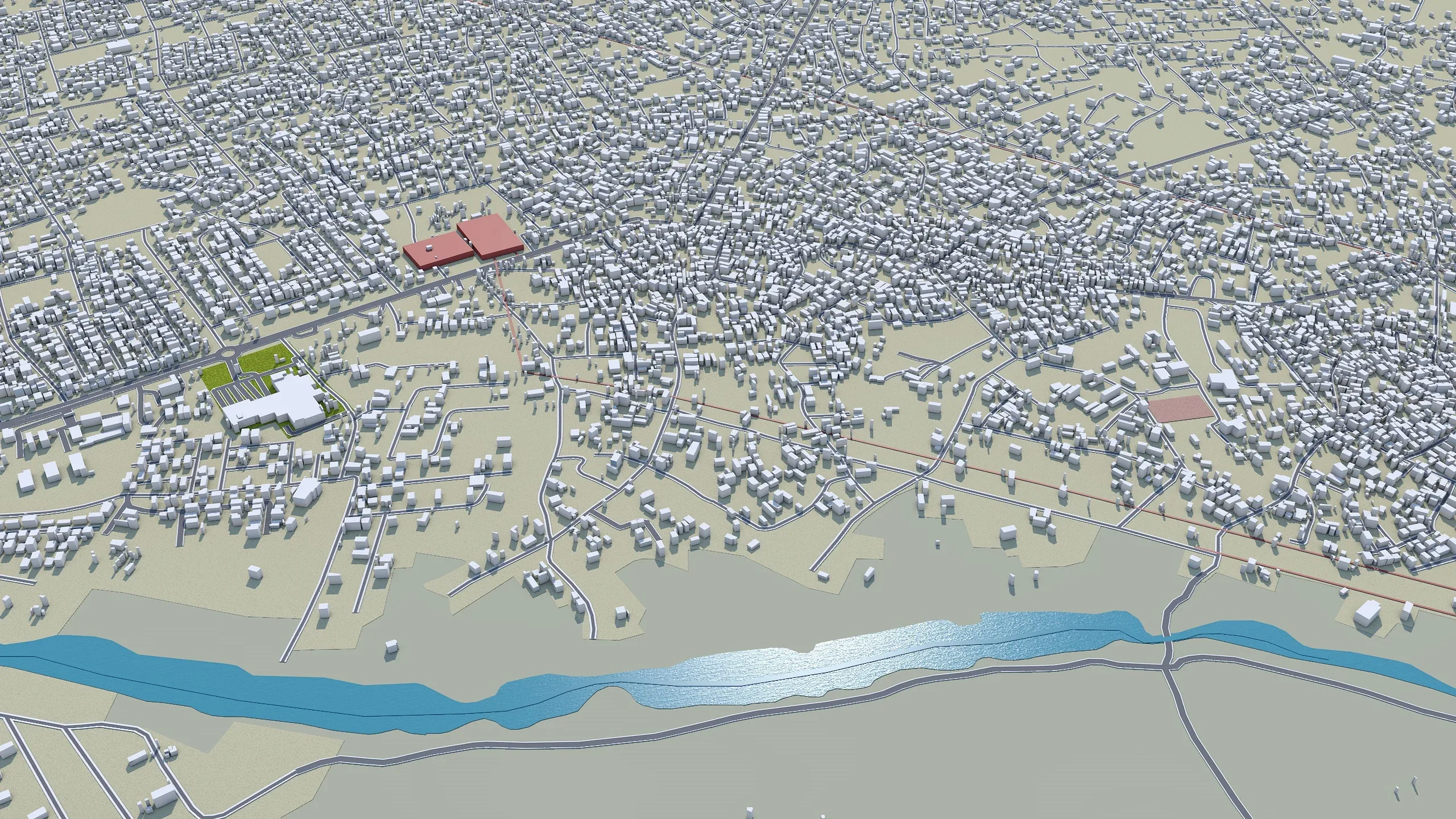 Owerri city Nigeria 3d model 30km