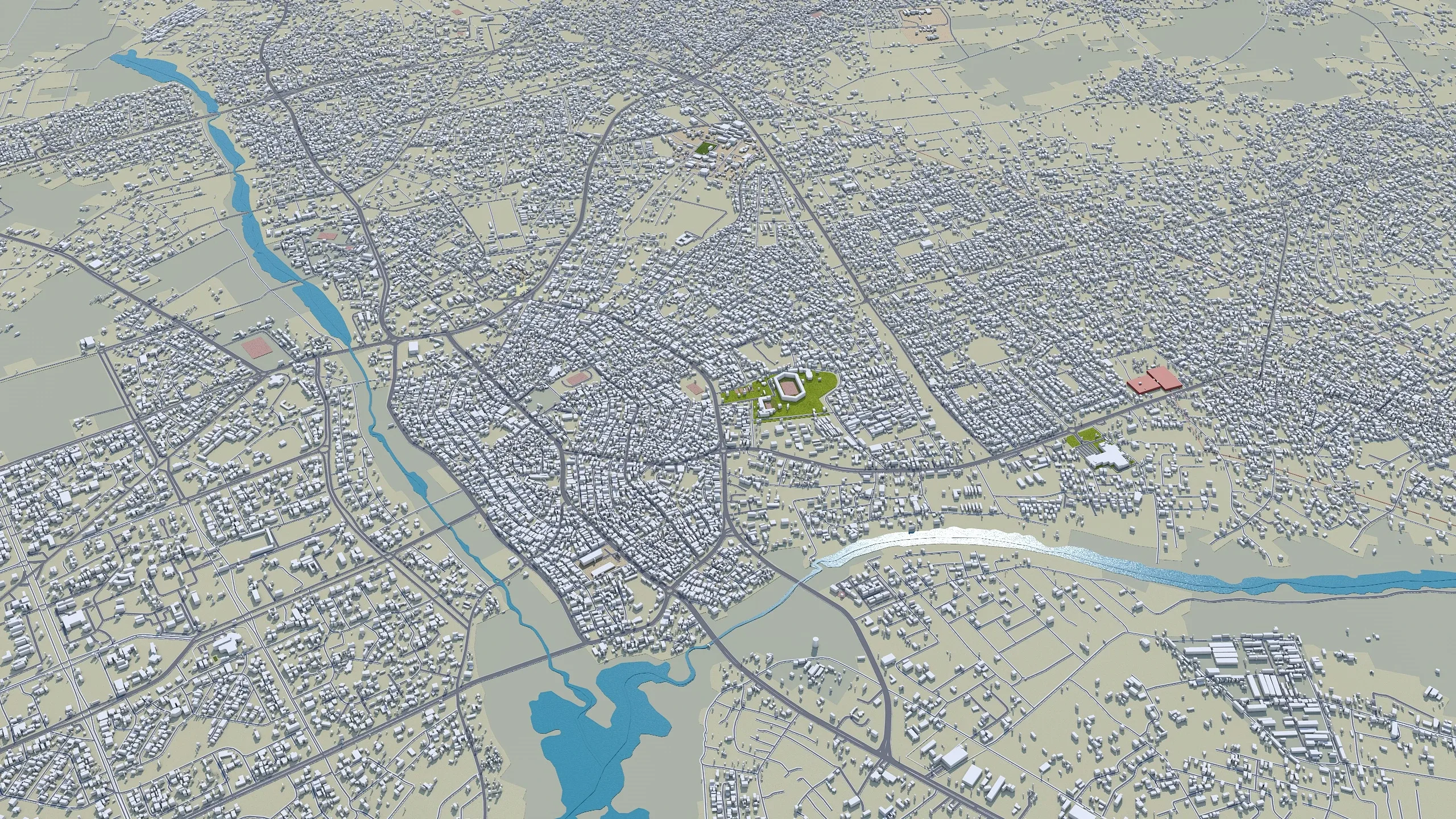 Owerri city Nigeria 3d model 30km