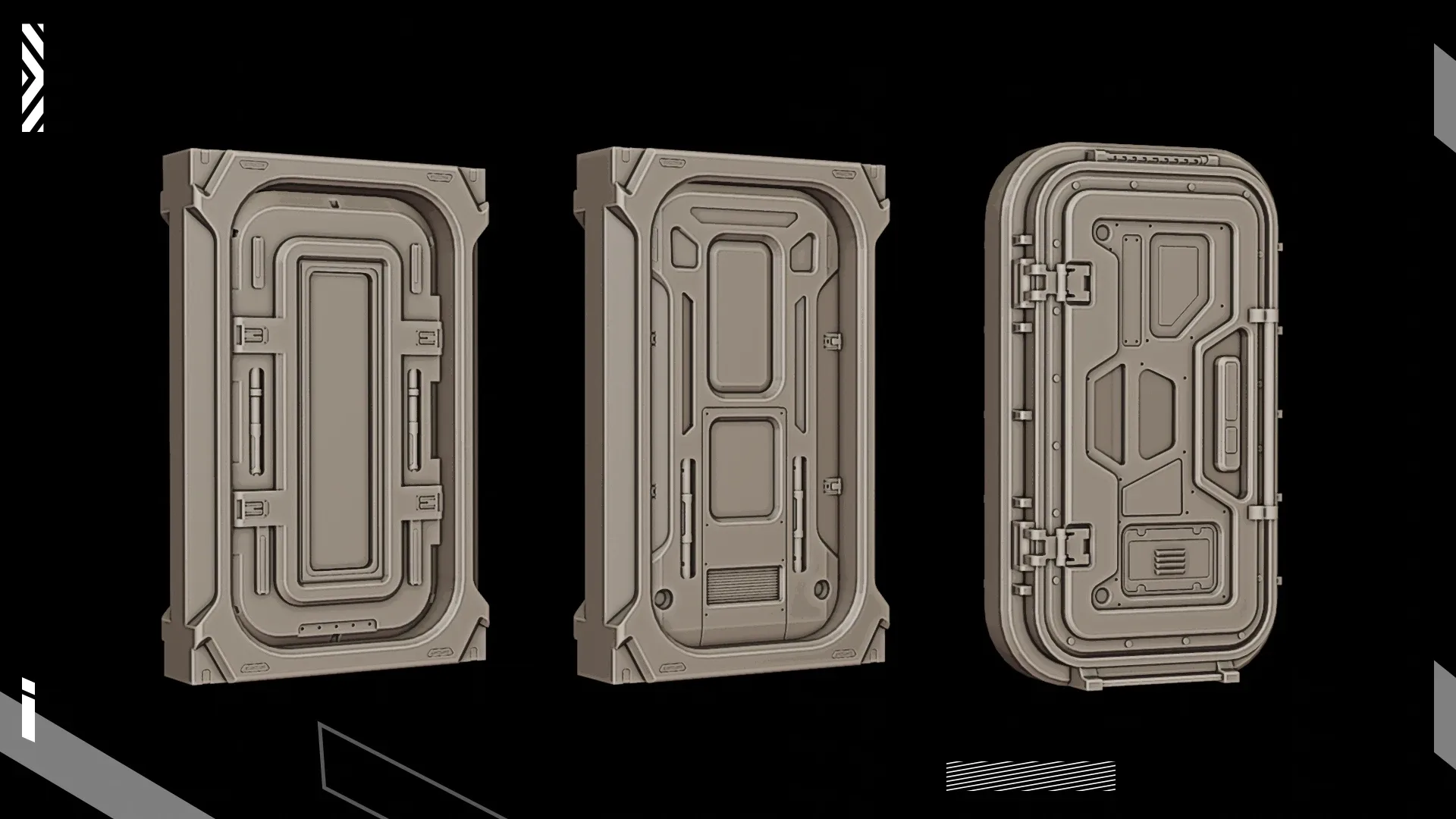 20 Futuristic Sci-Fi Door kitbash_vol.4