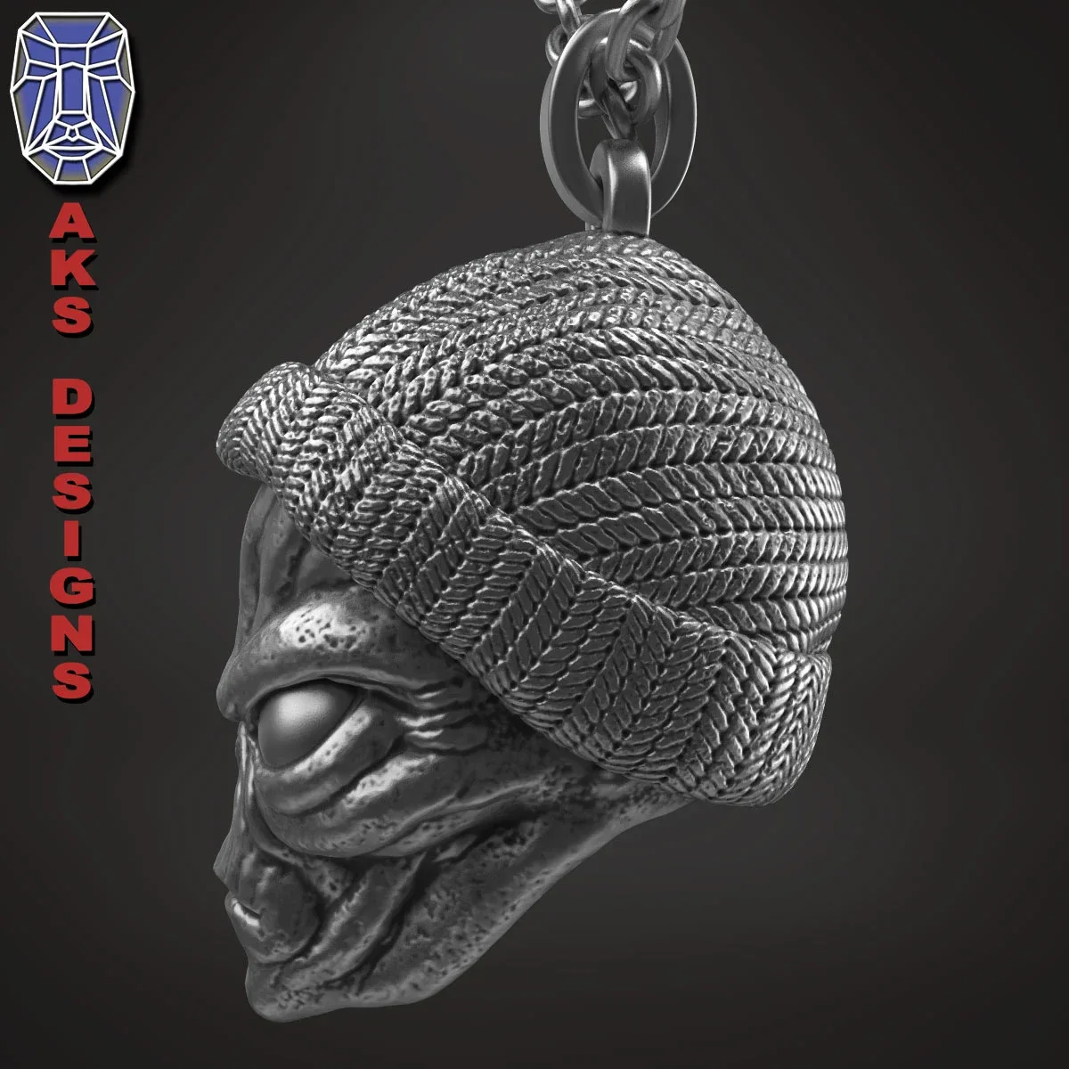 skull Pendant jewelry ALien with cap v1 3D print model