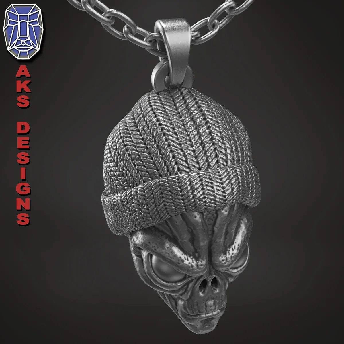 skull Pendant jewelry ALien with cap v1 3D print model