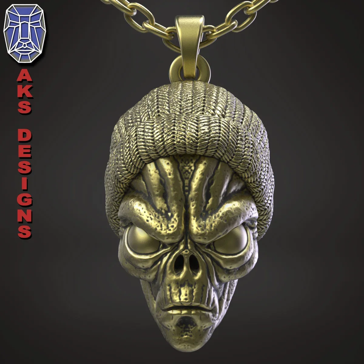 skull Pendant jewelry ALien with cap v1 3D print model