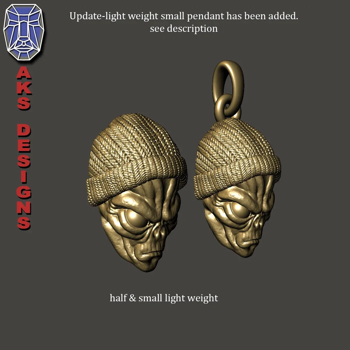 skull Pendant jewelry ALien with cap v1 3D print model