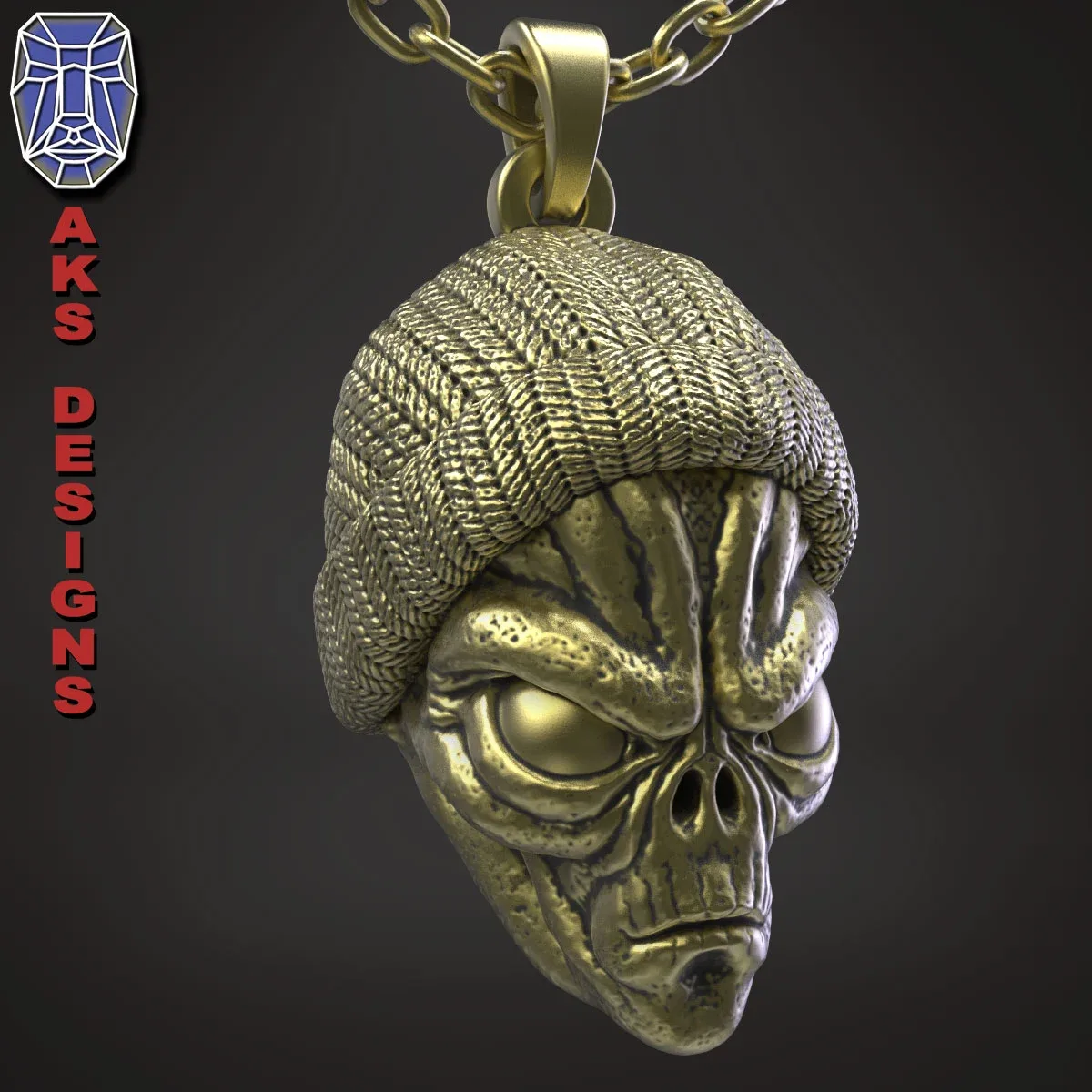 skull Pendant jewelry ALien with cap v1 3D print model