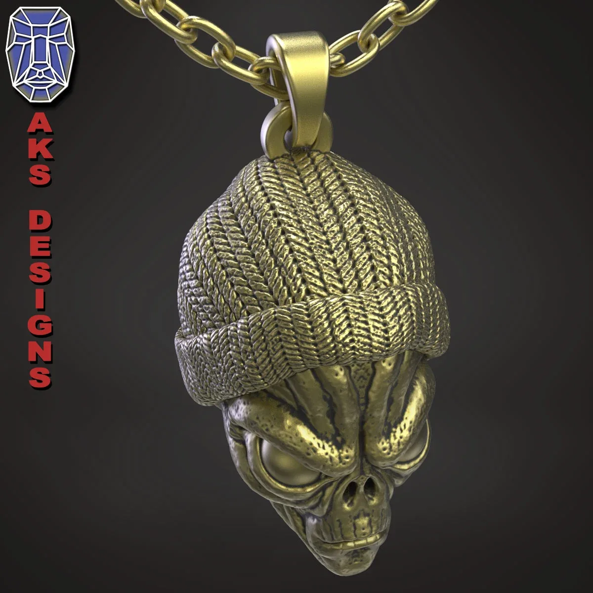 skull Pendant jewelry ALien with cap v1 3D print model