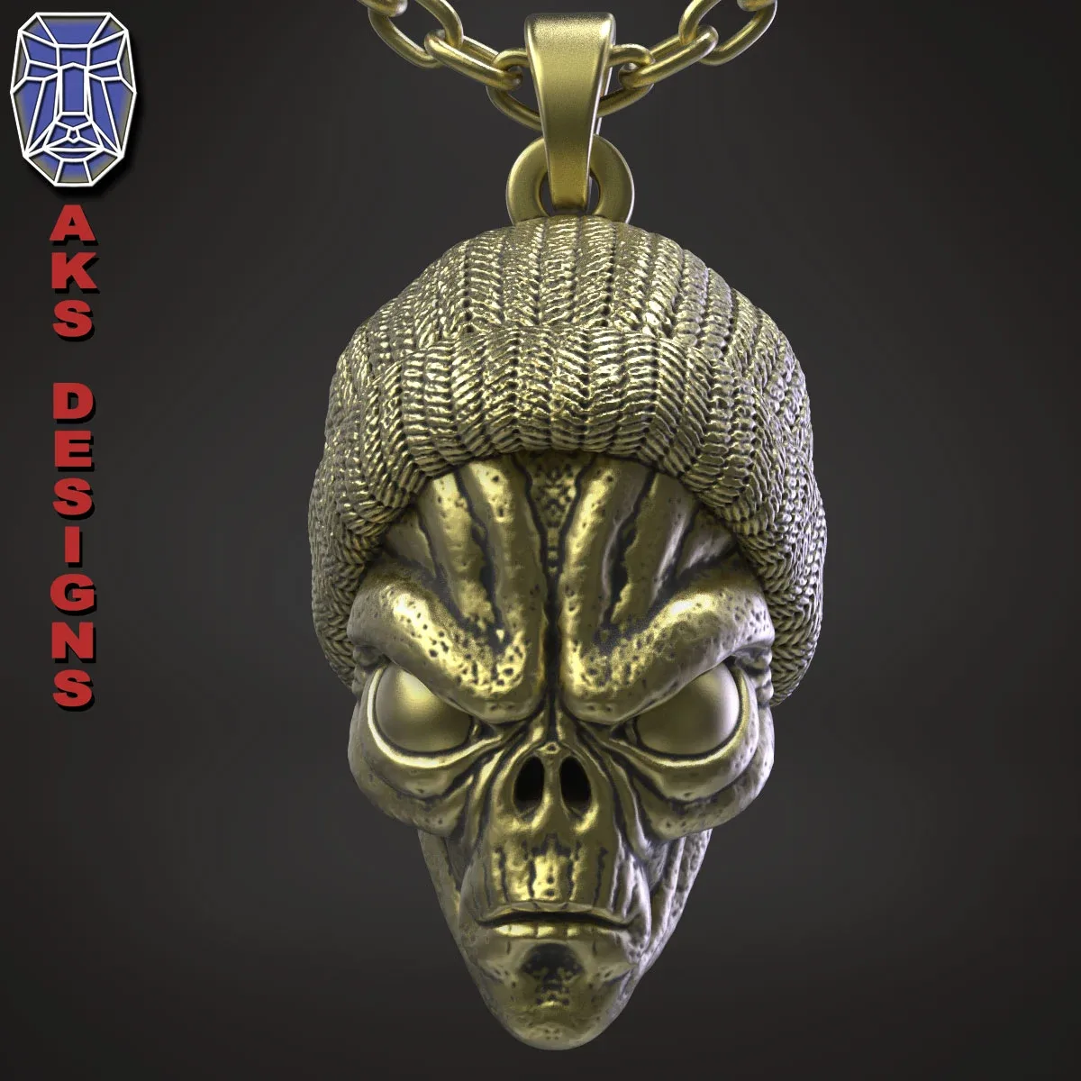 skull Pendant jewelry ALien with cap v1 3D print model